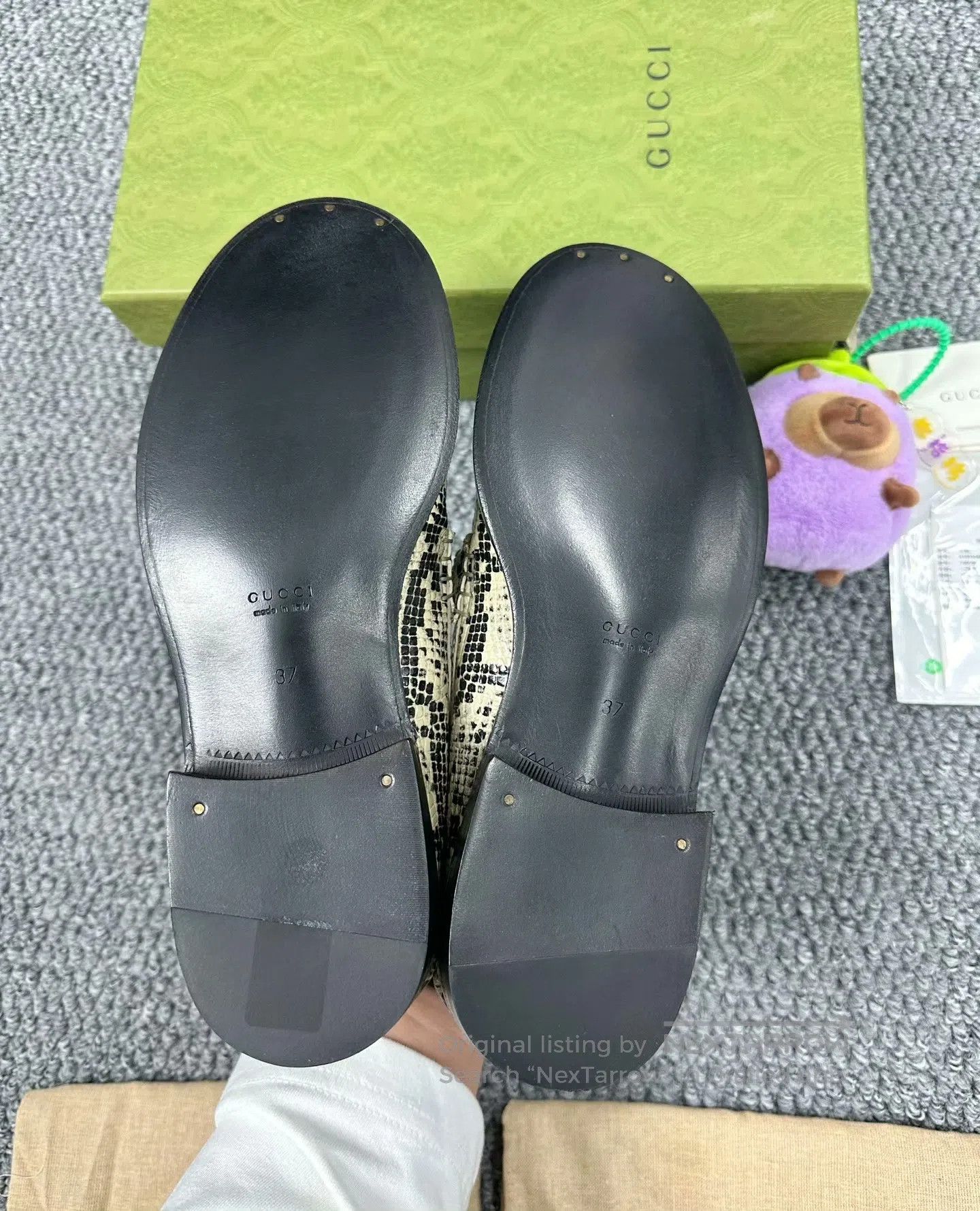 Gucci Guicci Black Snake Pattern Leather Letter Logo Loafers| Size US 6.5 / IT 36.5 - 6 Thumbnail