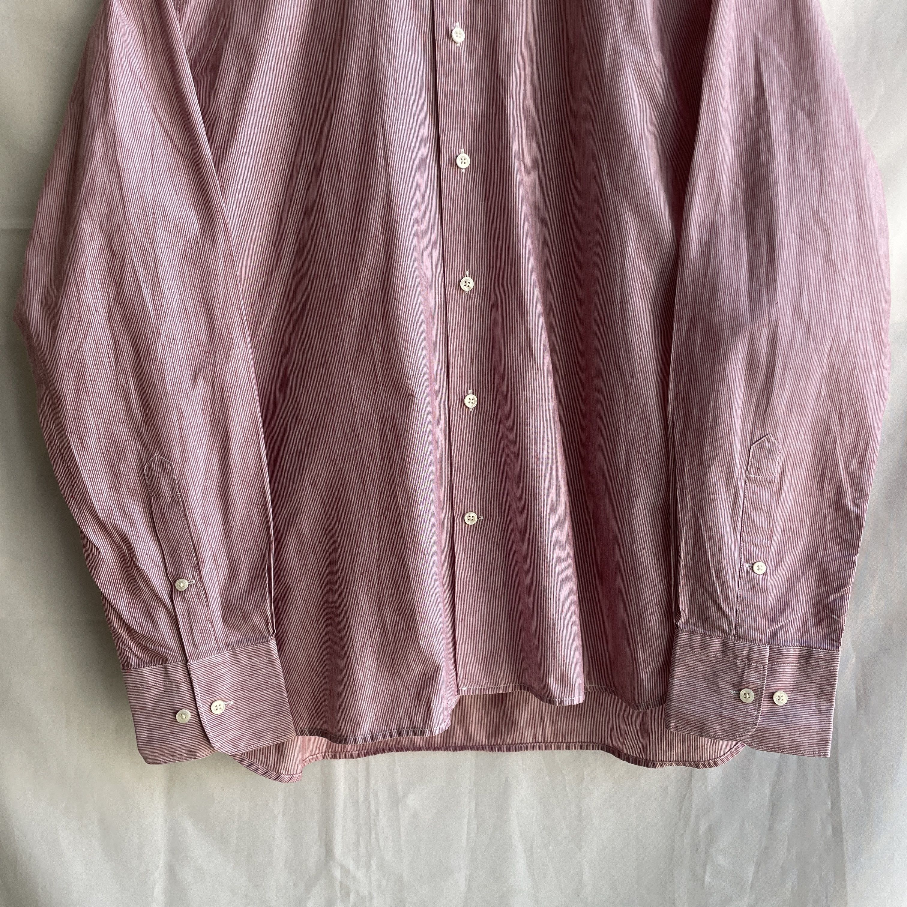 Suitsupply Suitsupply Pinstripe Pink Slim Fit Spread Collar Dress Shirt Size 44R - 5 Thumbnail