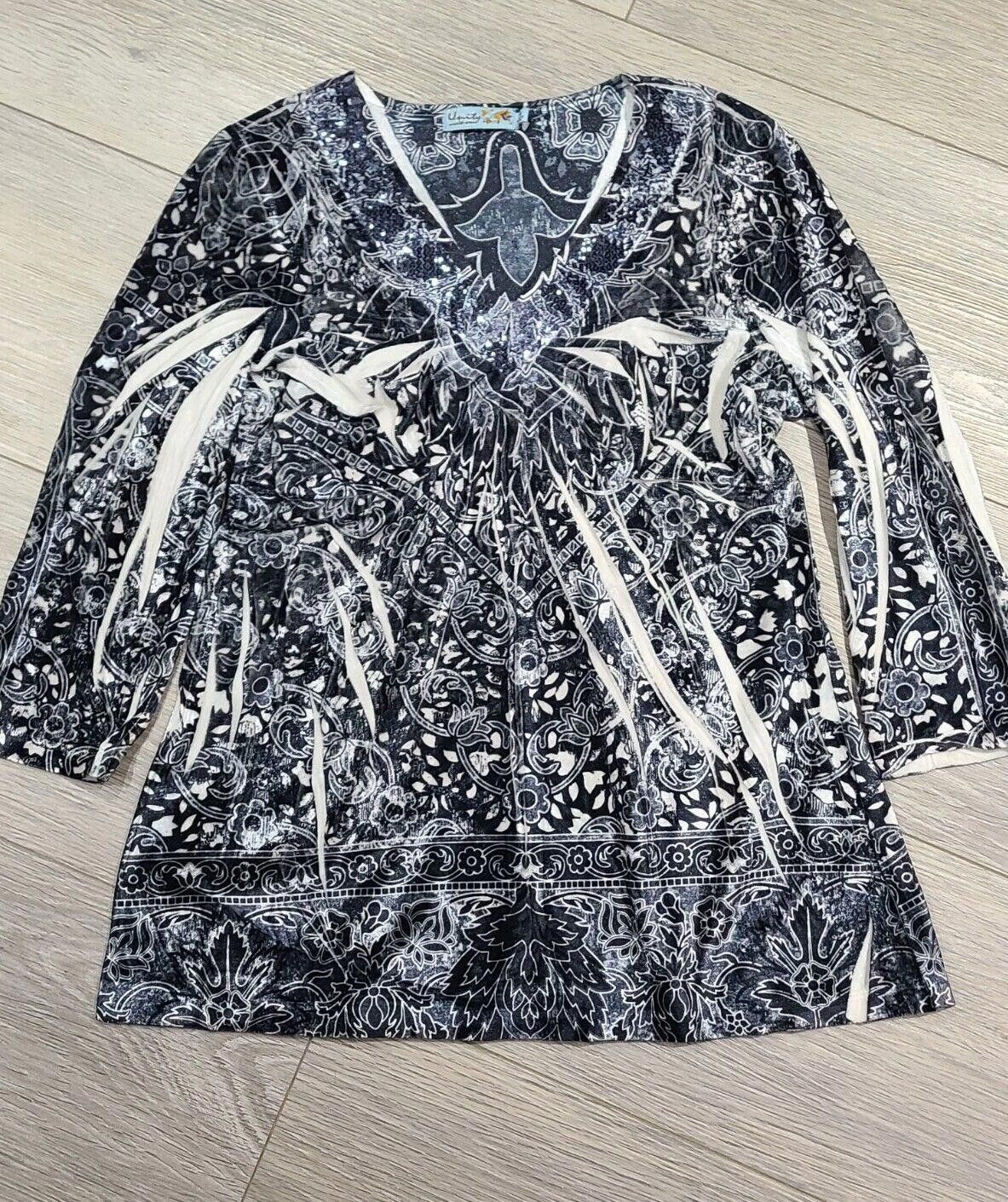 Designer Unity World Wear Top Blouse Shirt Petite Medium Pm Velvet Size M / US 6-8 / IT 42-44 - 1 Thumbnail