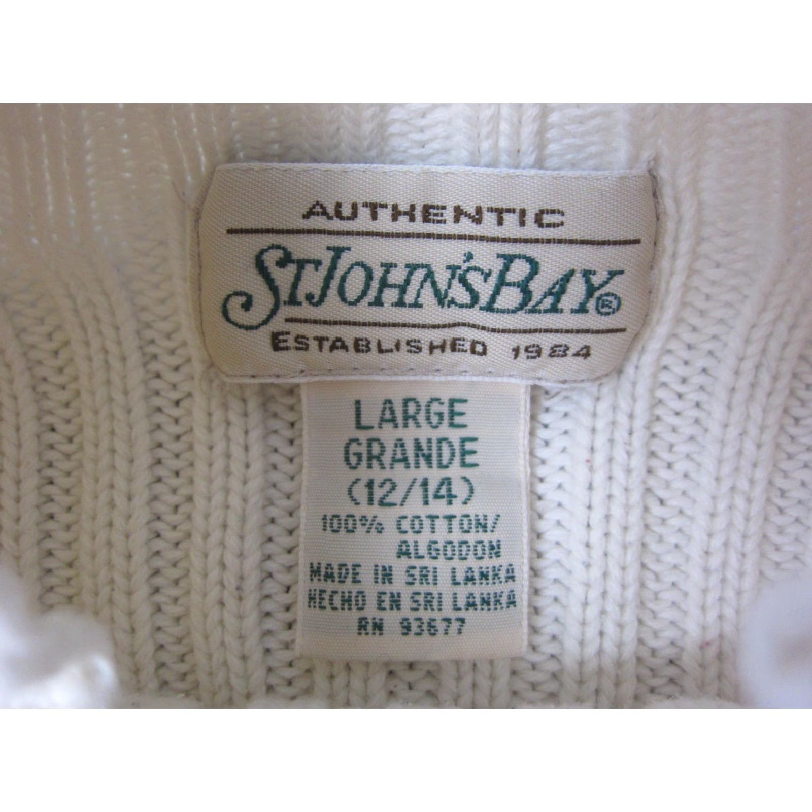 Vintage Vintage St. Johns Bay Sweater Women's Large Creme Mock Neck Ribbed Knit Pullover Size M / US 6-8 / IT 42-44 - 4 Thumbnail