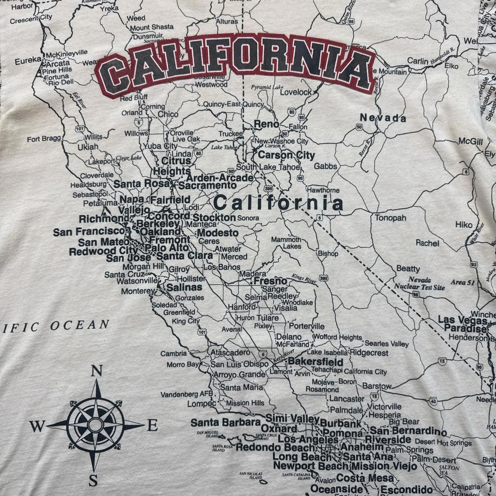 Other California Map Vintage All Over Print Graphic T-Shirt Size US L / EU 52-54 / 3 - 3 Thumbnail