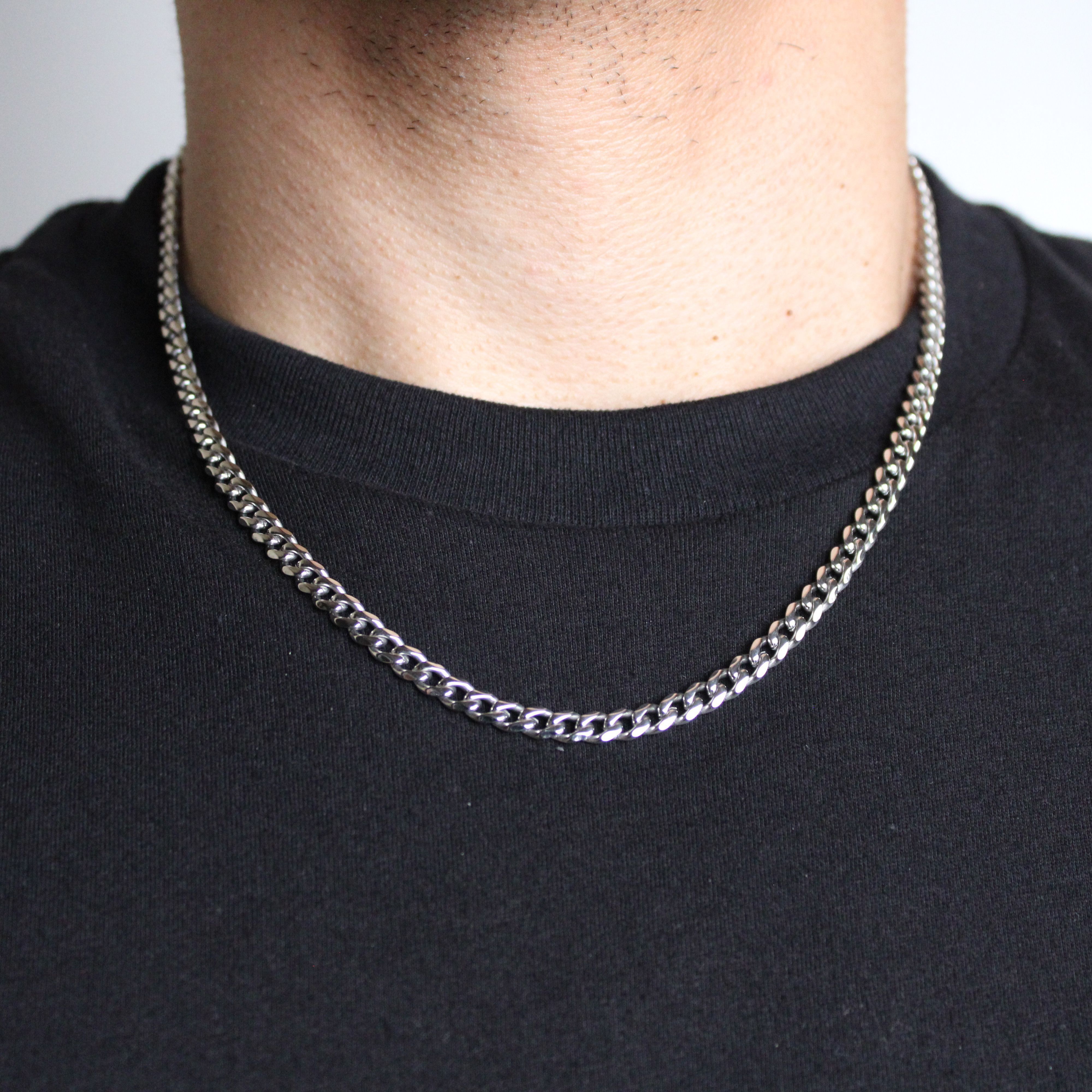 Jewelry Silver 5mm Cuban Link Chain 18”-24” Size ONE SIZE - 1 Thumbnail