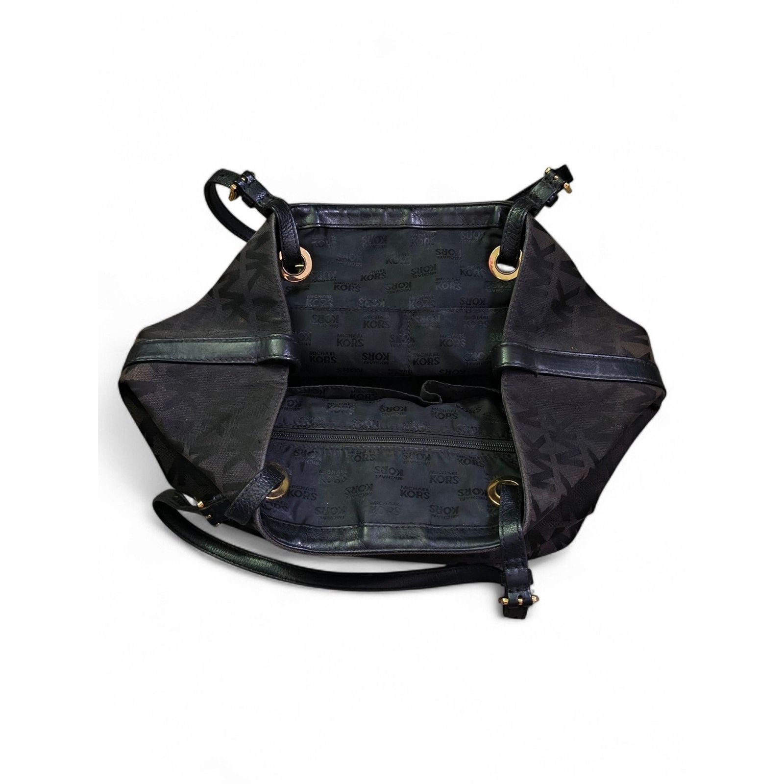 Michael Kors Michael Kors Black MK Monogram Shoulder Bag Gold Hardware Size ONE SIZE - 6 Thumbnail