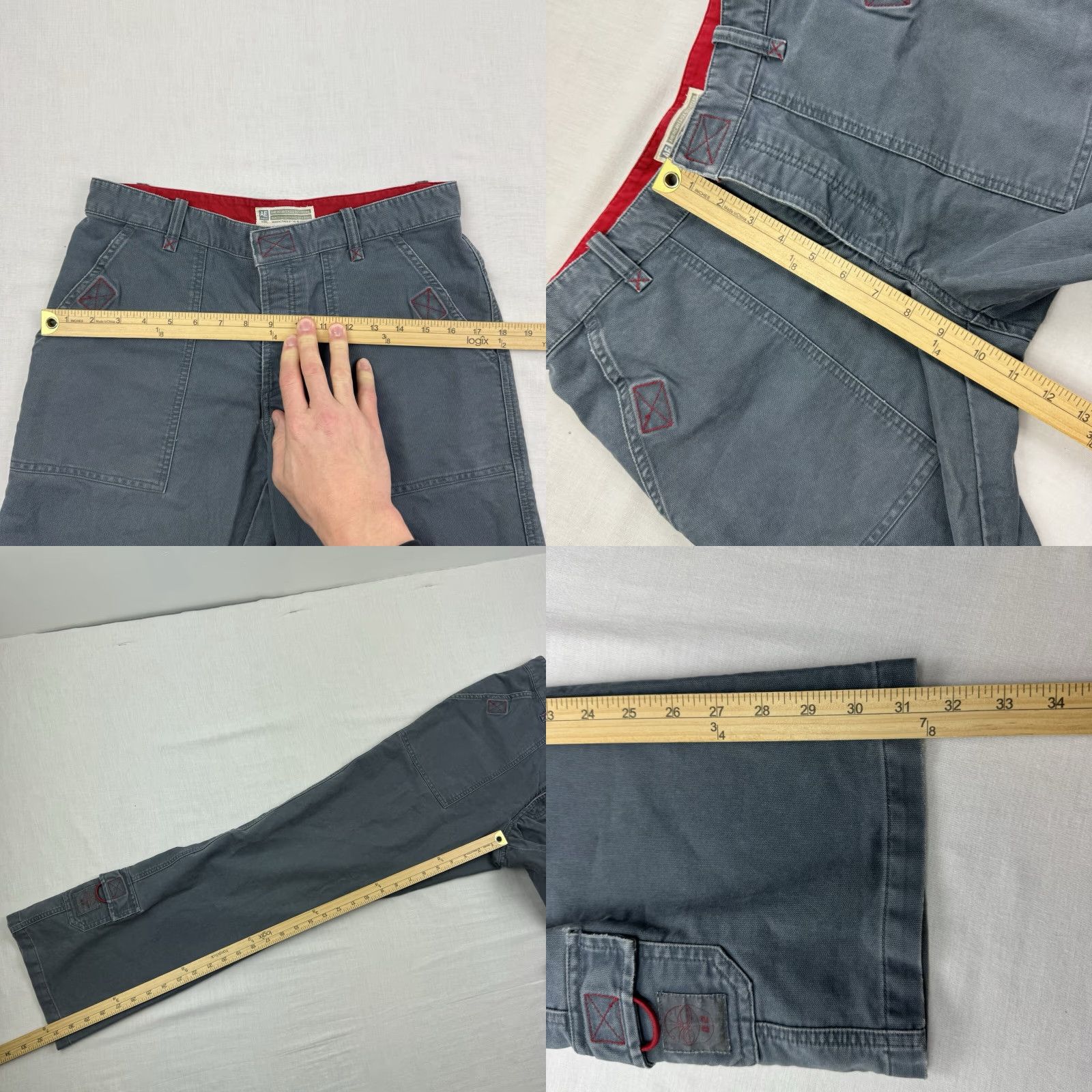 American Eagle Outfitters VINTAGE American Eagle Womens Pants 6 Gray Casual High Rise Straight Y2K Army 90s Size 28" / US 6 / IT 42 - 8 Thumbnail