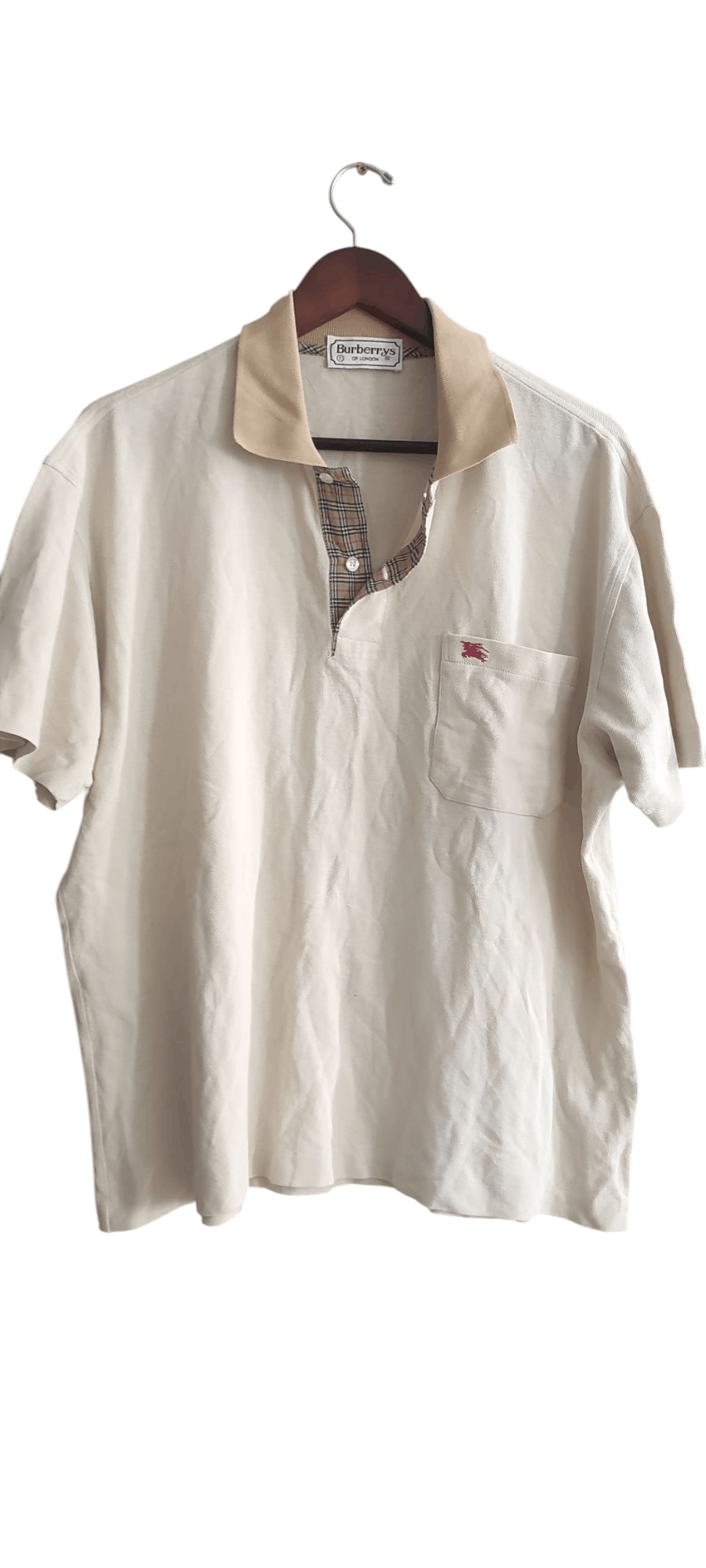 Burberry × Vintage VTG Burberry London Nova Check Polo Beige Tee Shirt Size US L / EU 52-54 / 3 - 1 Thumbnail