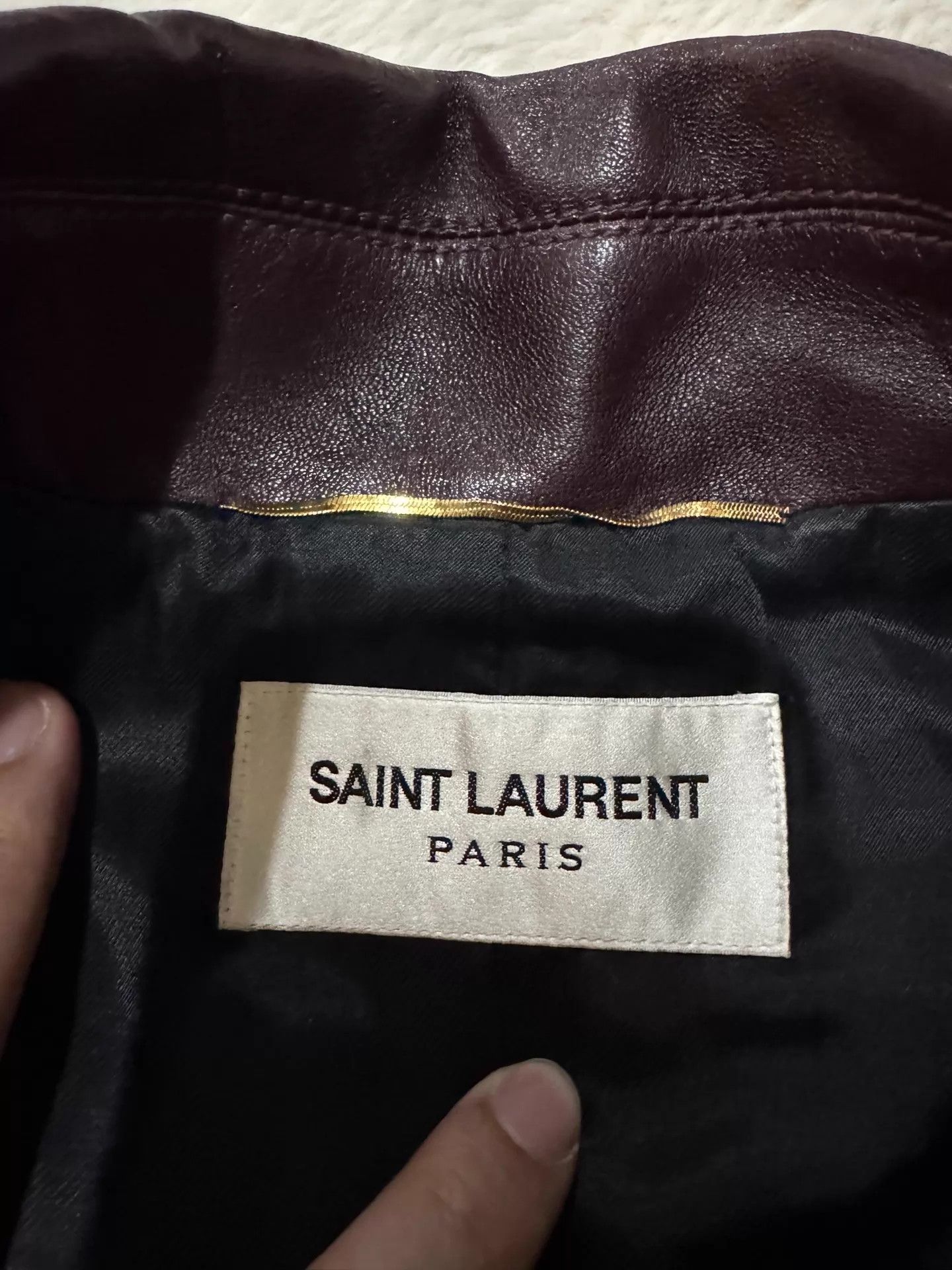 Saint Laurent Paris YSL 23 Runway Short Lambskin Jacket Burgundy F38 Size XS / US 0-2 / IT 36-38 - 8 Thumbnail
