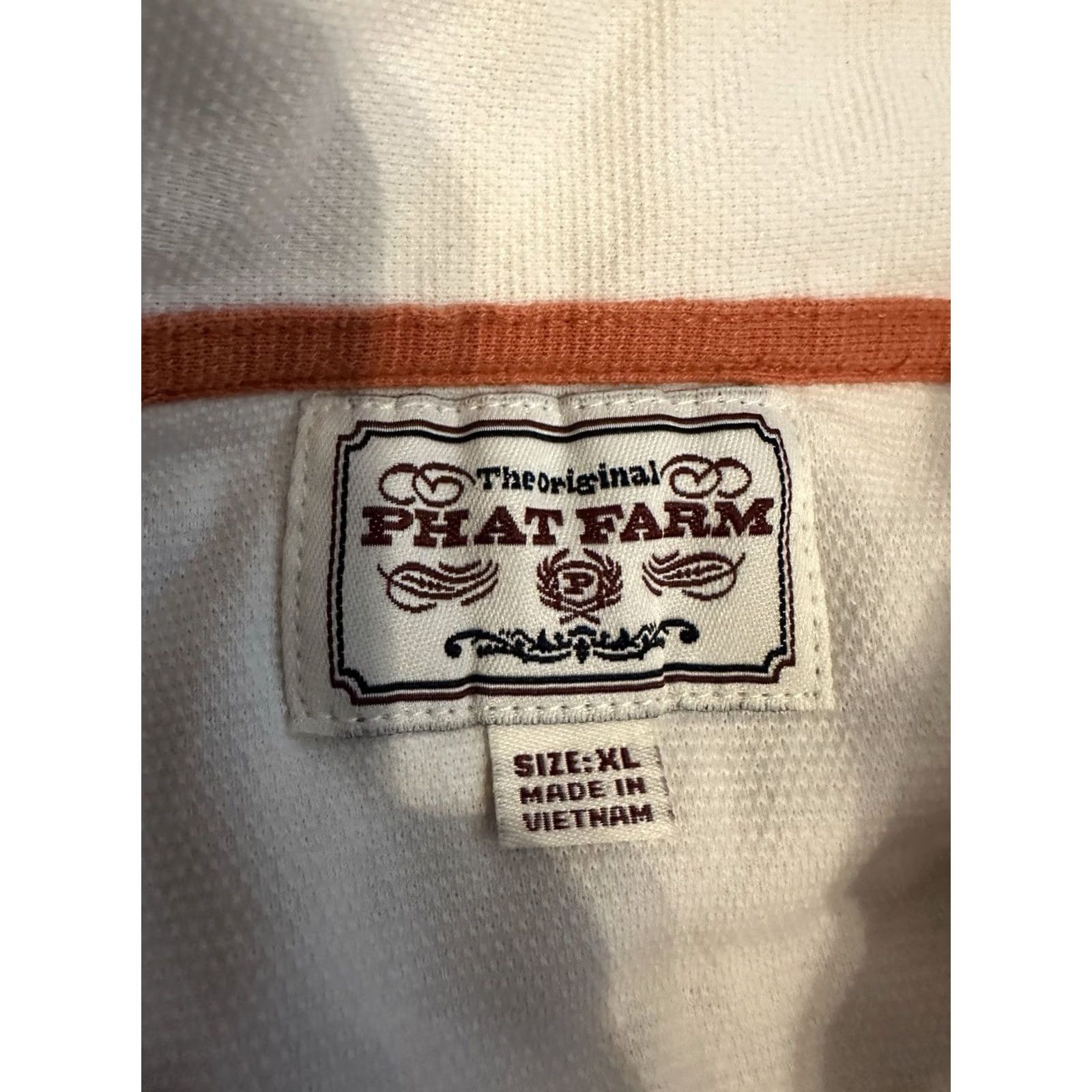 Phat Farm VINTAGE Phat Farm Polo Shirt XL Striped White Gold Mens Size US XL / EU 56 / 4 - 3 Thumbnail