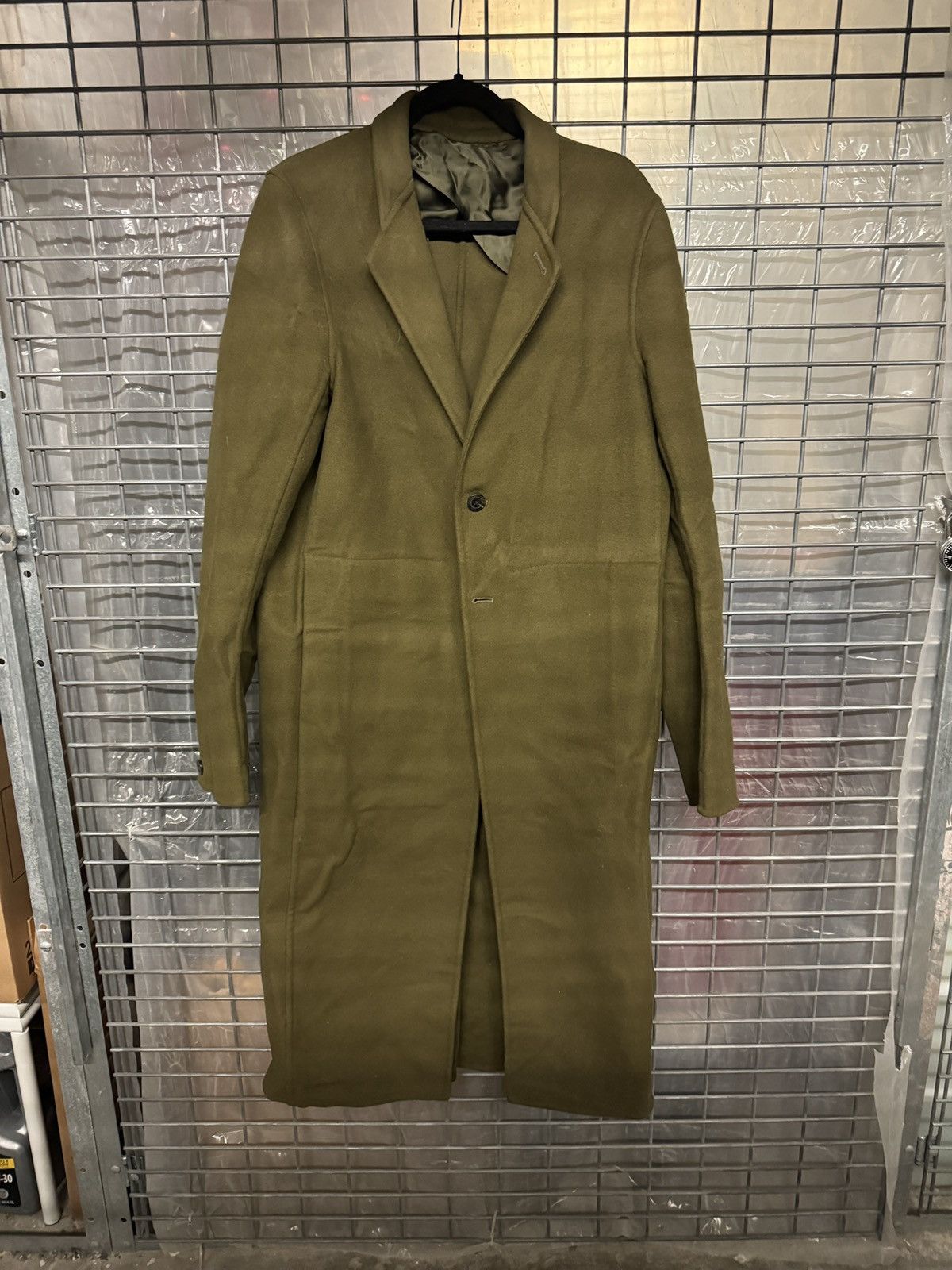 image of Rick Owens Fw18 Sisyphus Moreau Coat in Dirty Green, Men's (Size Medium)