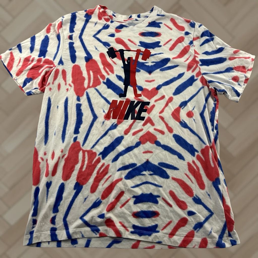 Nike Nike Dri-Fit Weightlifting Short Sleeve T Shirt Men XL Red White Blue Tie-Dye Size US XL / EU 56 / 4 - 1 Thumbnail