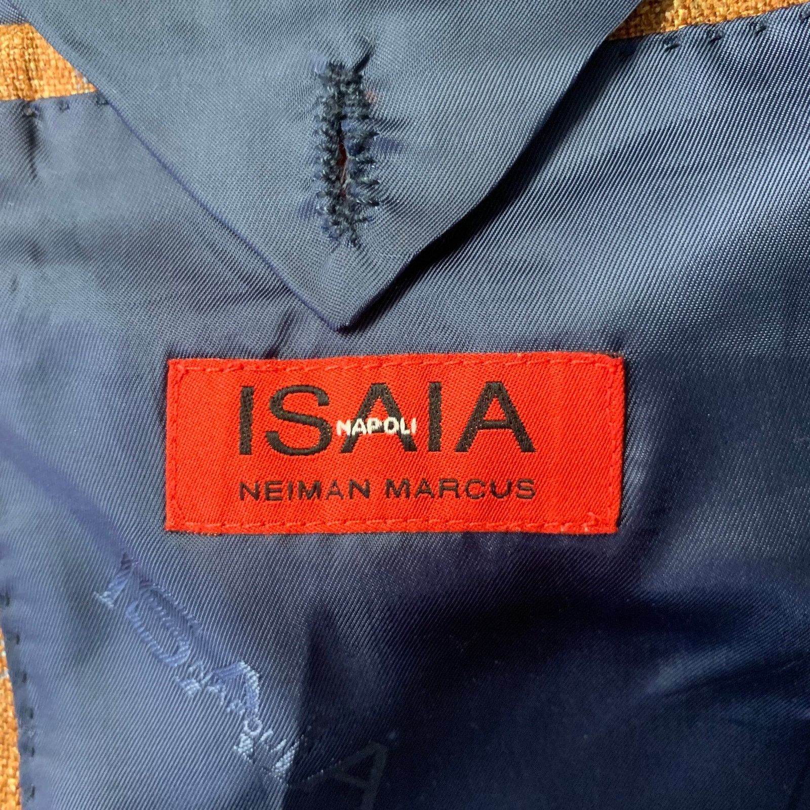 Isaia ISAIA Size 46 Orange Plaid Wool Blend Notch Lapel Sport Coat Size 46R - 5 Thumbnail
