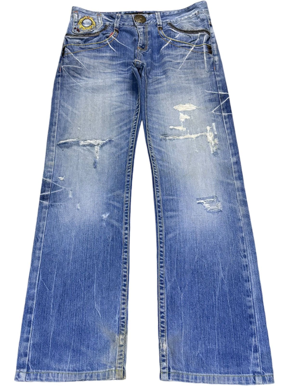 Dsquared2 Vintage Red Pepper Faded Wash Navajo Style Loose Jeans Size US 34 / EU 50 - 2 Thumbnail