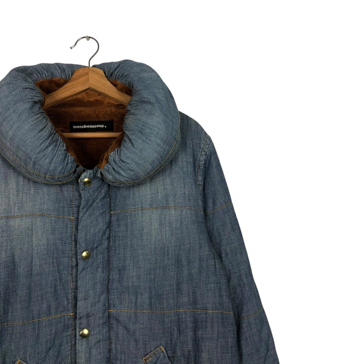 Issey Miyake 🔥CROPPED DENIM BIKER JACKET MERCIBEAUCOUP BLANKET PUFFER Size US M / EU 48-50 / 2 - 8 Thumbnail