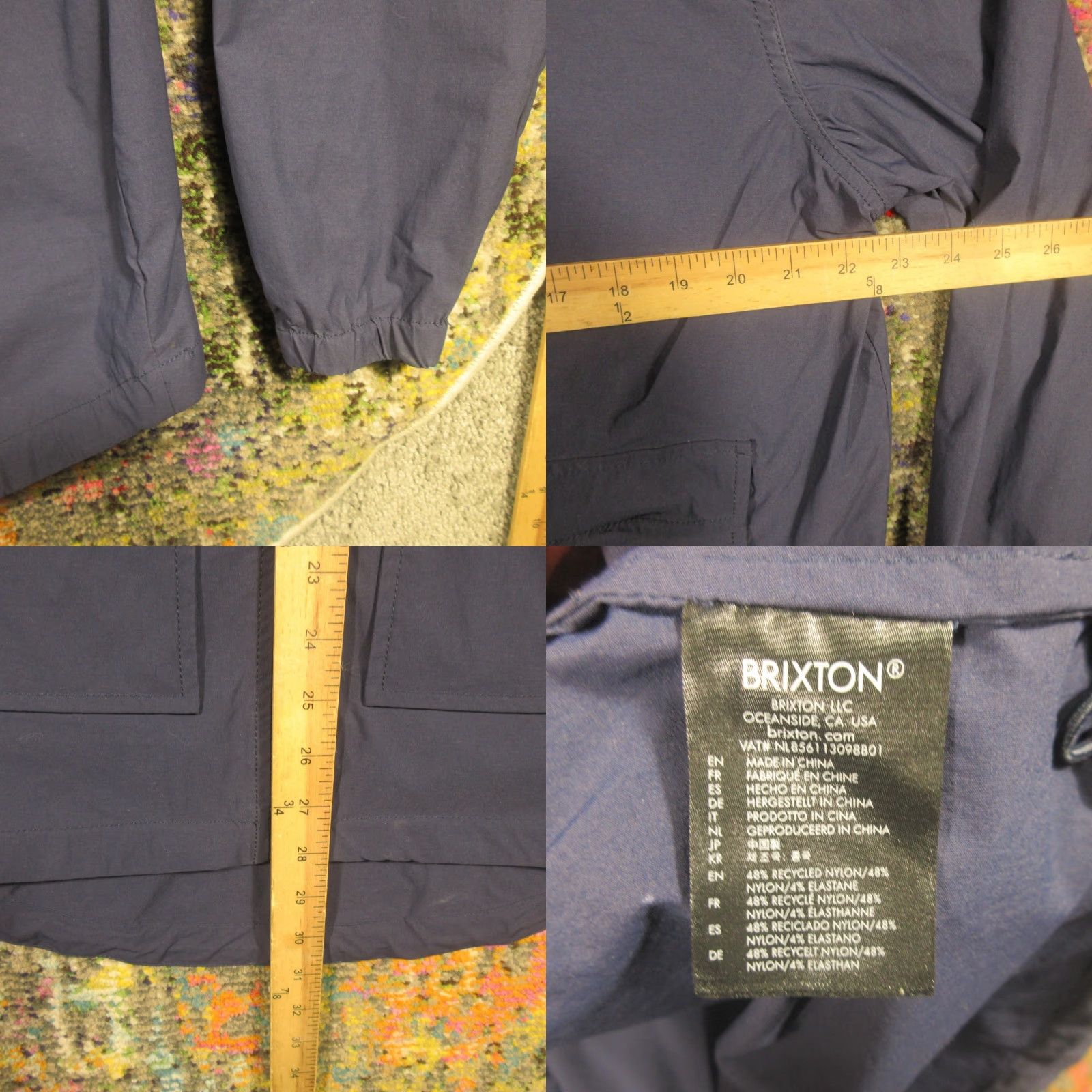 Brixton Brixton Utility Parka Jacket Men M Full Zip Hooded Lightweight Nylon Parka Blue Regular Fit Size US M / EU 48-50 / 2 - 8 Thumbnail