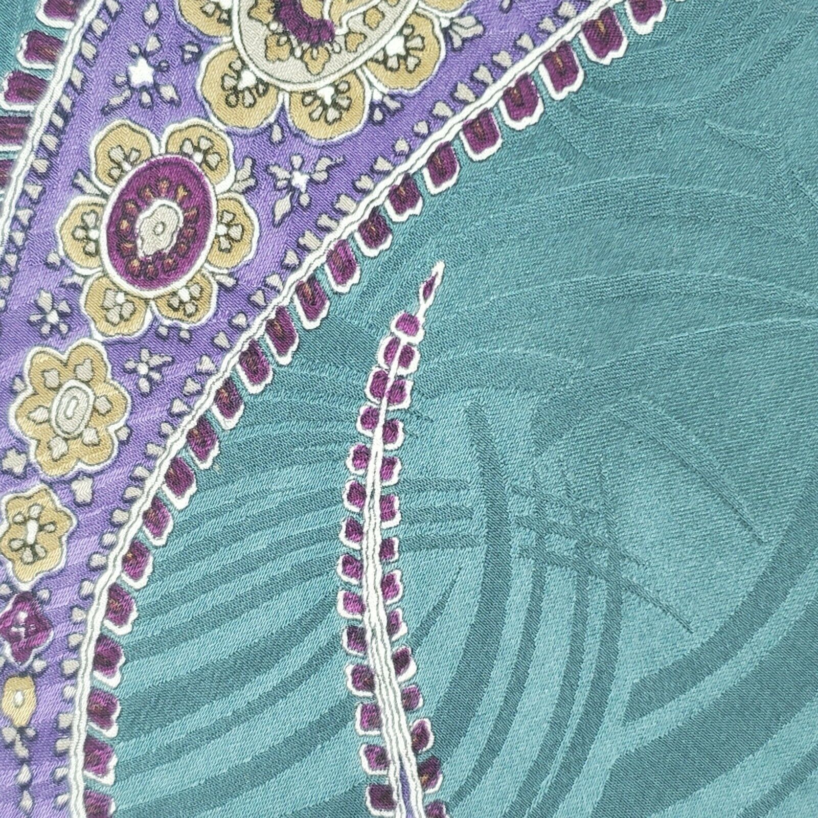 Vintage Bill Robin Son Teal Purple Paisley Silk Tie Short Wide Size ONE SIZE - 2 Thumbnail