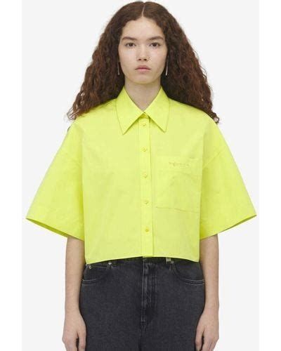 Alexander McQueen o1srvl11e0326 Cropped Boxy Utility Shirt in Yellow Size L / US 10 / IT 46 - 1 Preview