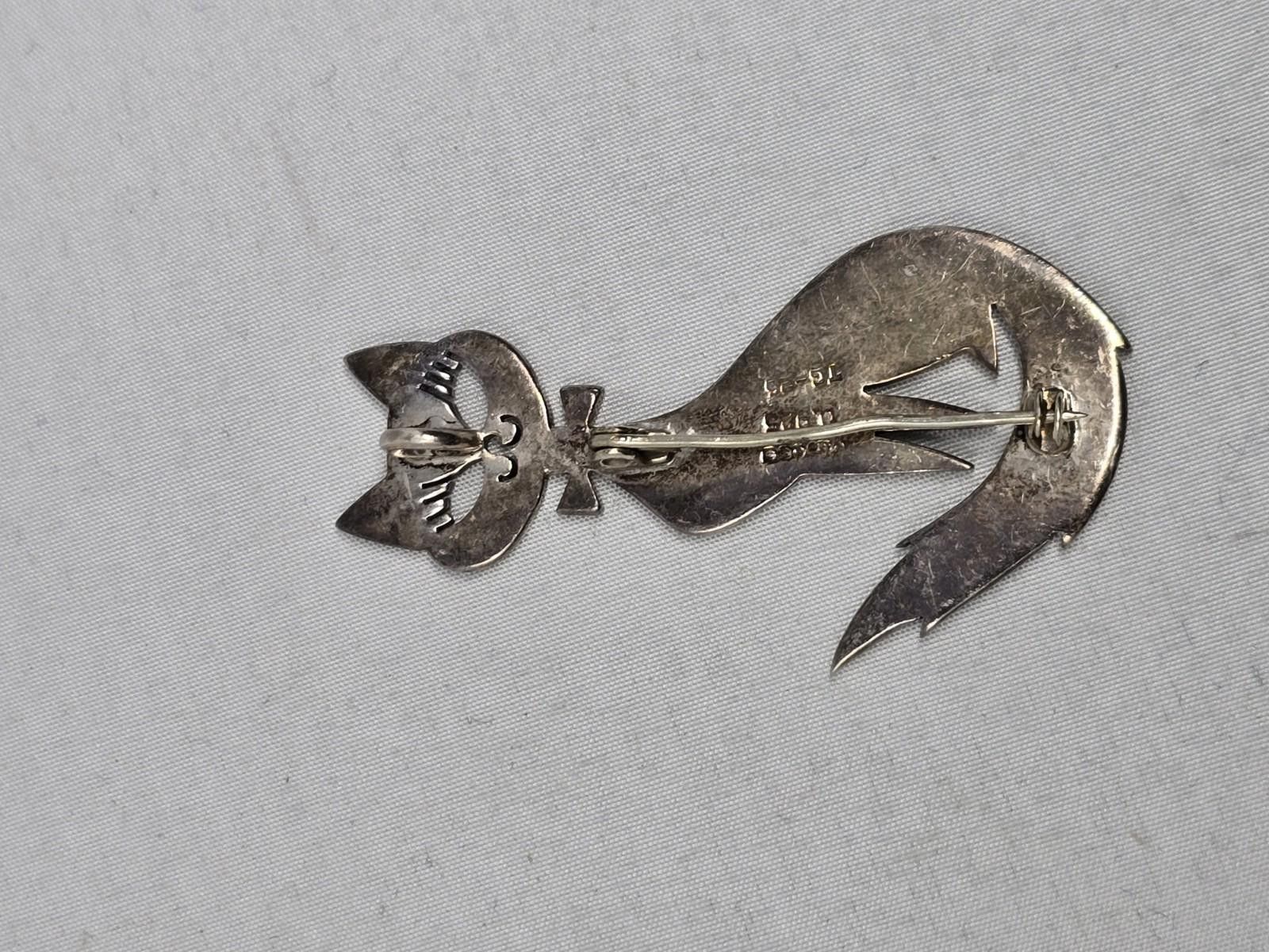 Other Vintage Taxco Mexico Sterling Modernist Cat Brooch Pendant Size ONE SIZE - 4 Thumbnail