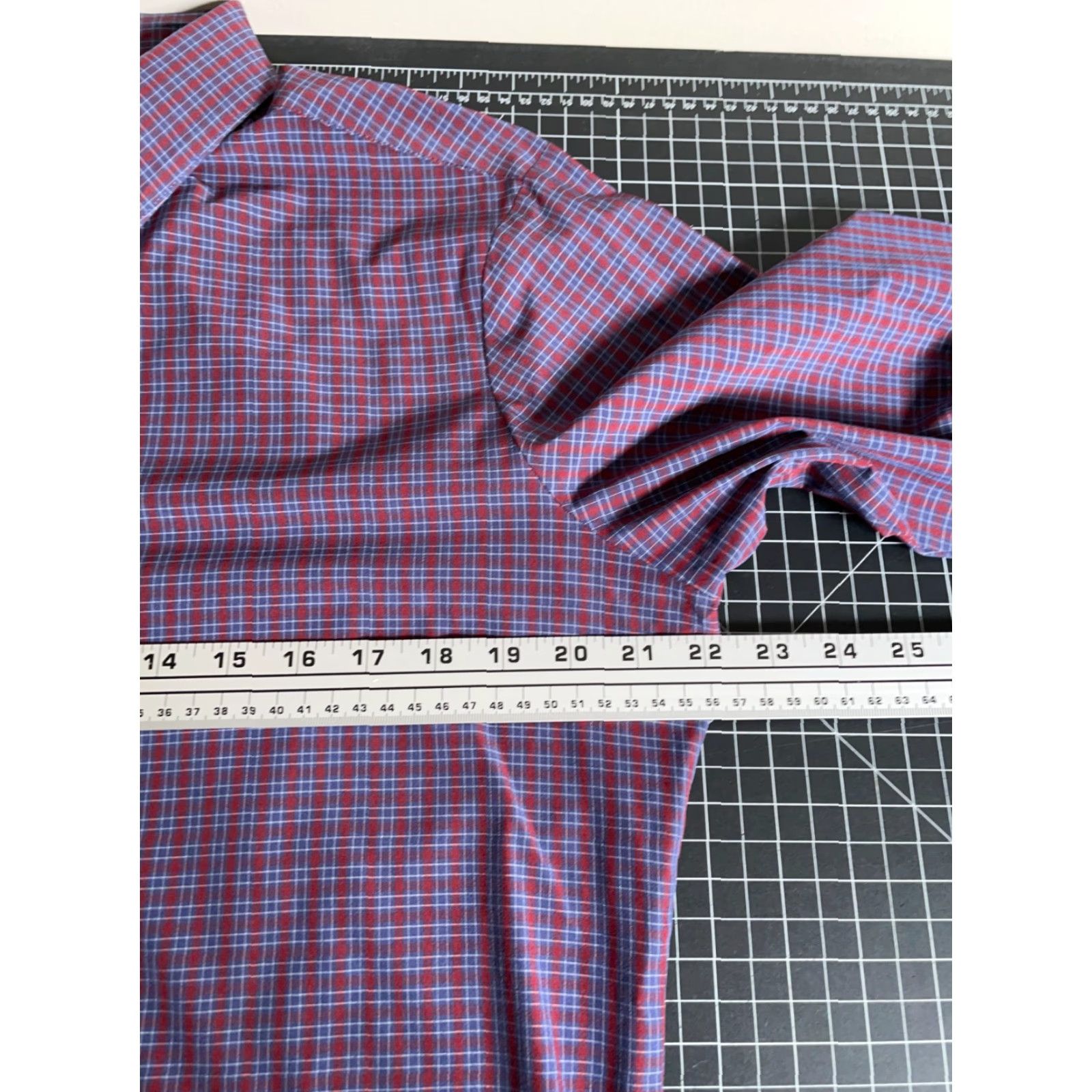 Mizzen+Main Mizzen+Main Leeward Shirt Men's Large Trim Fit Red Blue Plaid Stretch Fabric Size US L / EU 52-54 / 3 - 5 Thumbnail