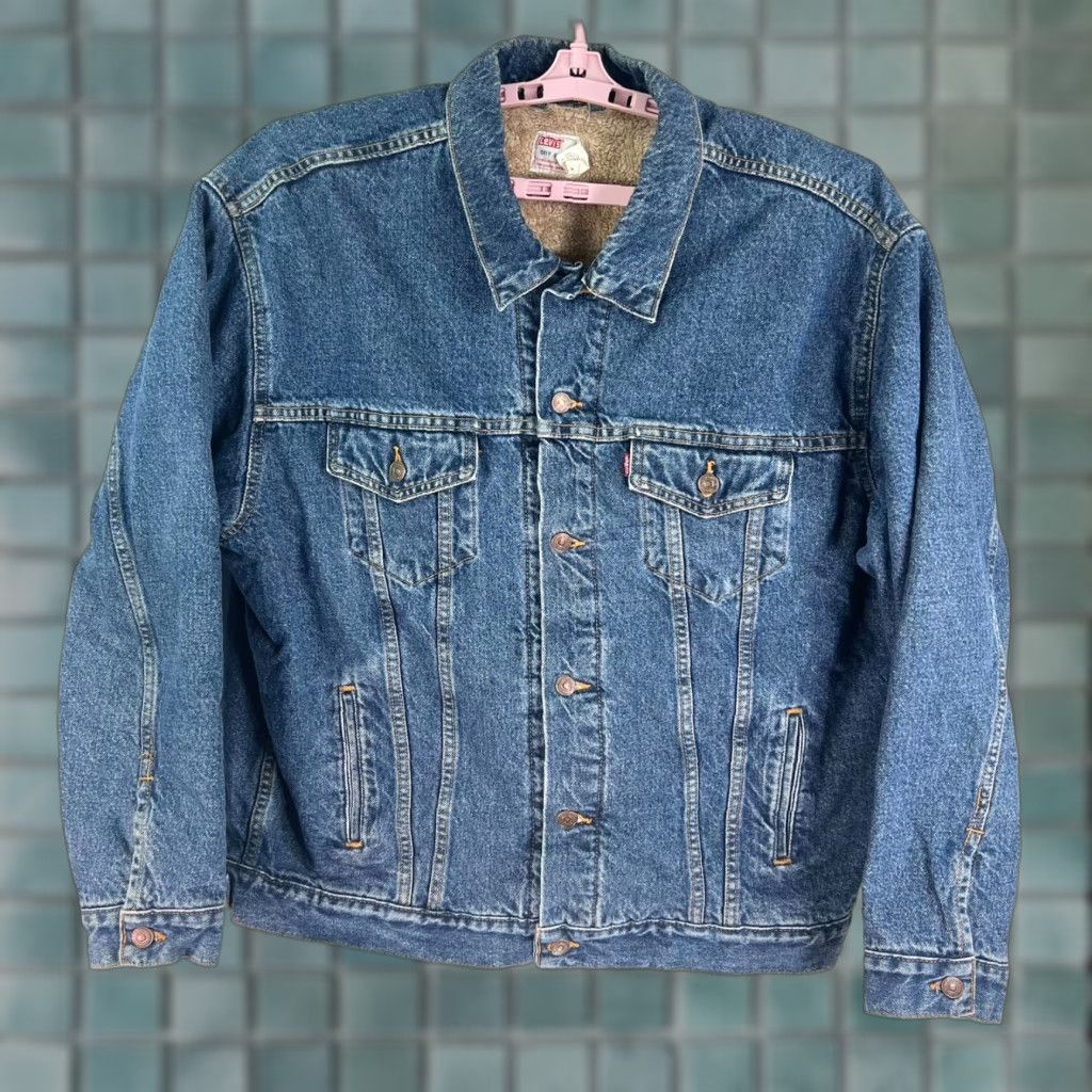 VINTAGE Levi's Dry Goods Sherpa Lined Blue Jean Jacket Mens XL Jacket