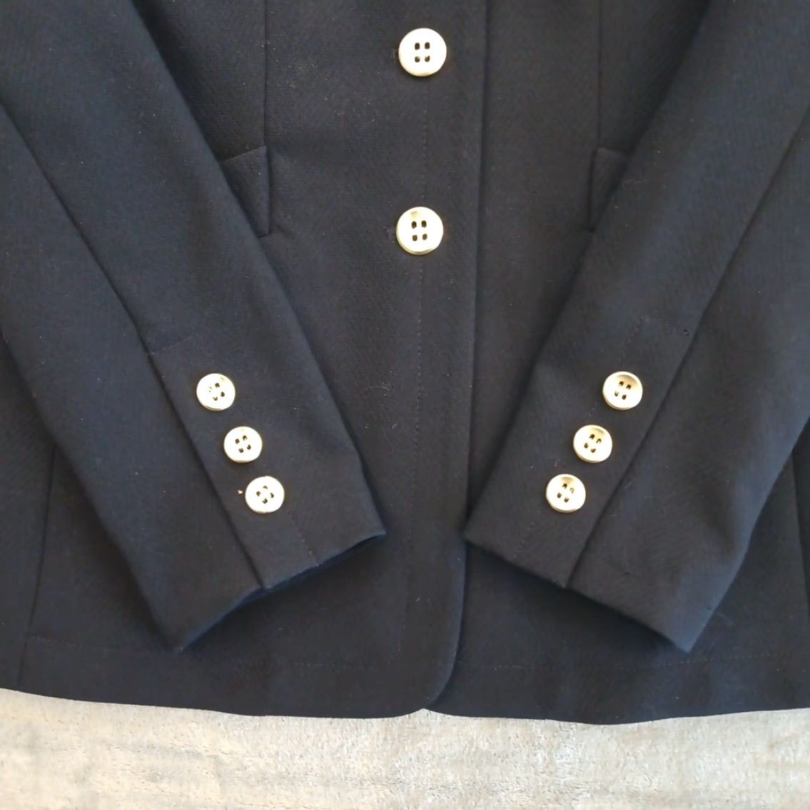 Kasper Kasper Blazer Womens Blazer Blue Herringbone Five-Button Kasper Jacket 100% Polyester Regular Size 4 Womens Blue Size S / US 4 / IT 40 - 4 Thumbnail