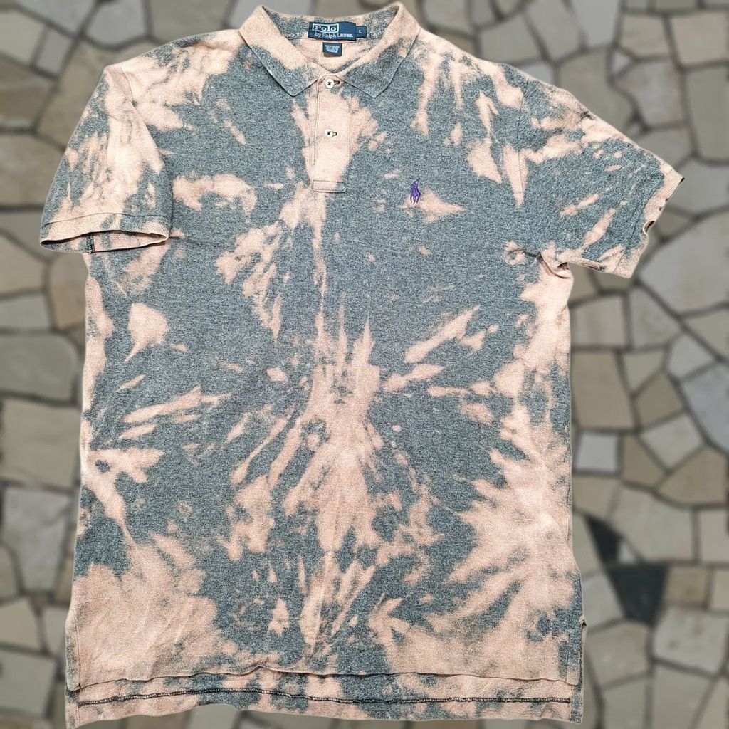 Polo Ralph Lauren VINTAGE Polo Ralph Lauren Tie Dye Acid Wash Shirt L Gray 80s 90s Classic Single Stitch Size US L / EU 52-54 / 3 - 1 Thumbnail