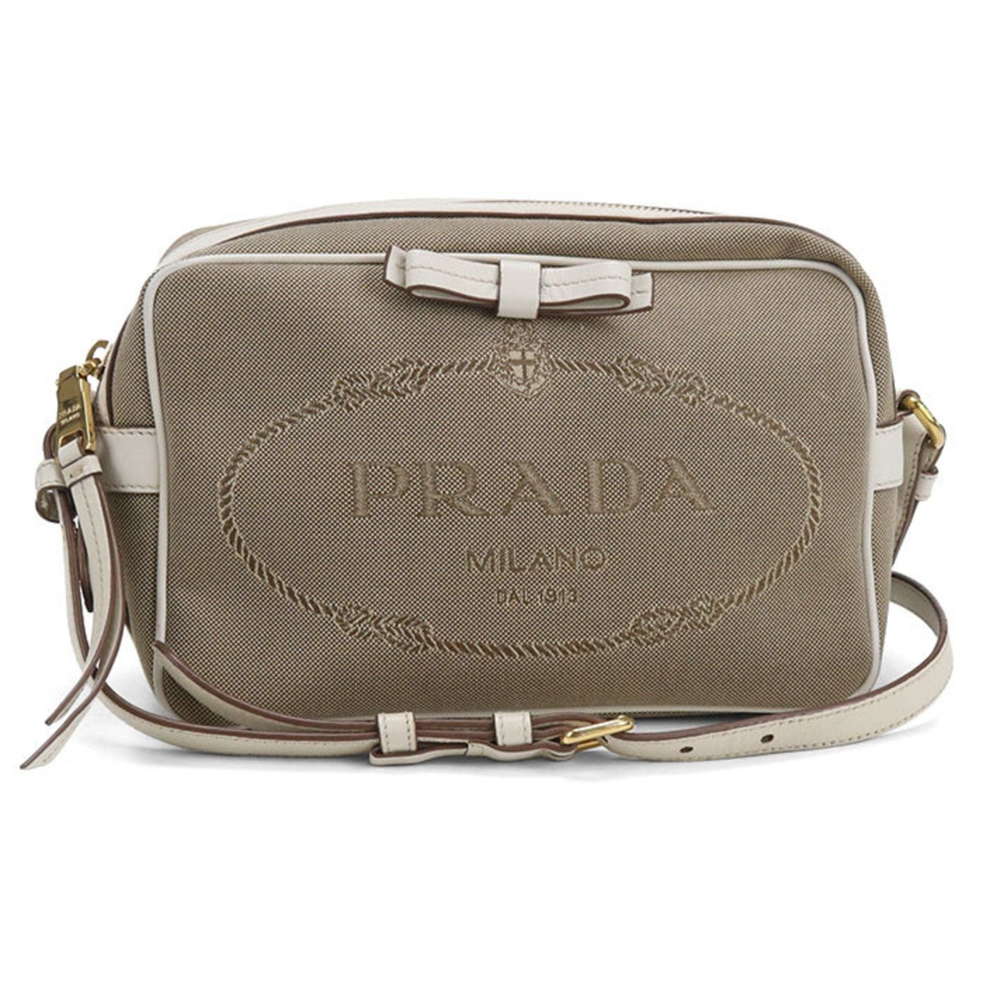 Prada Prada Crossbody Shoulder Bag 1BH089 Logo Jacquard Women's Beige Size ONE SIZE - 1 Thumbnail