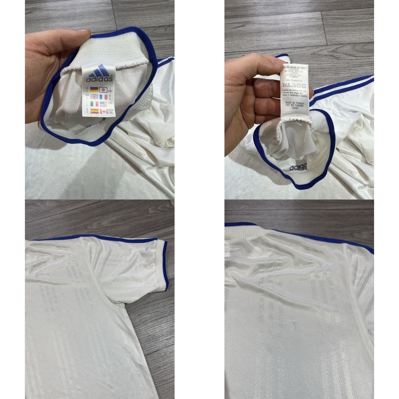 Nike VINTAGE Adidas Template 2000’s White Blue Football Jersey Soccer Shirt L Mens Size US L / EU 52-54 / 3 - 8 Thumbnail