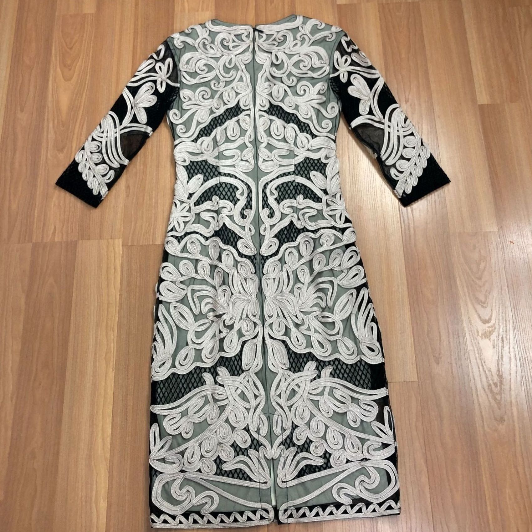 Vintage JS Collections 2 Embroidered Sheer Women's Midi Dress All Over Print Mauve Size XS / US 0-2 / IT 36-38 - 5 Thumbnail