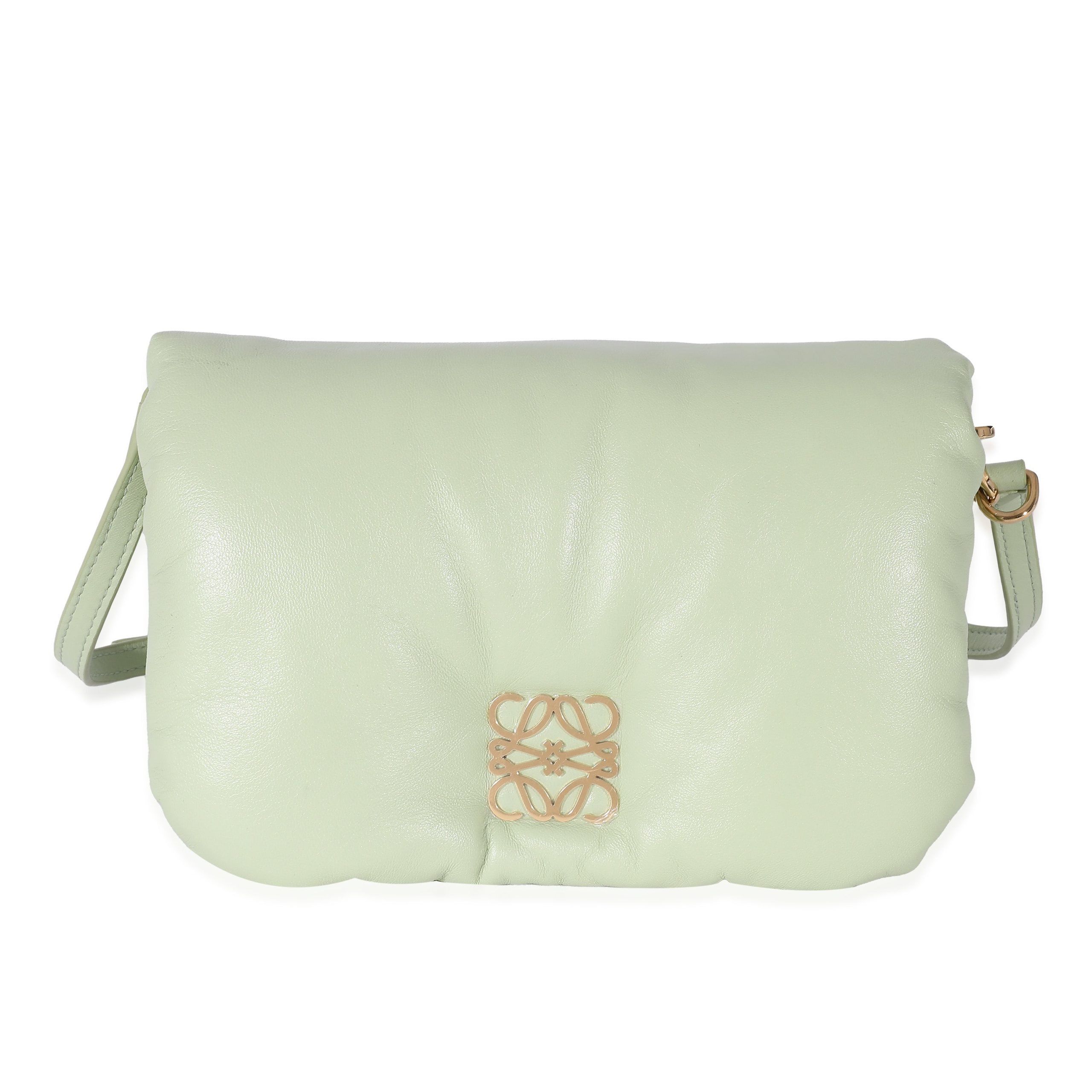 image of Loewe Shiny Nappa Lambskin Pale Green Mini Puffer Goya Bag, Women's