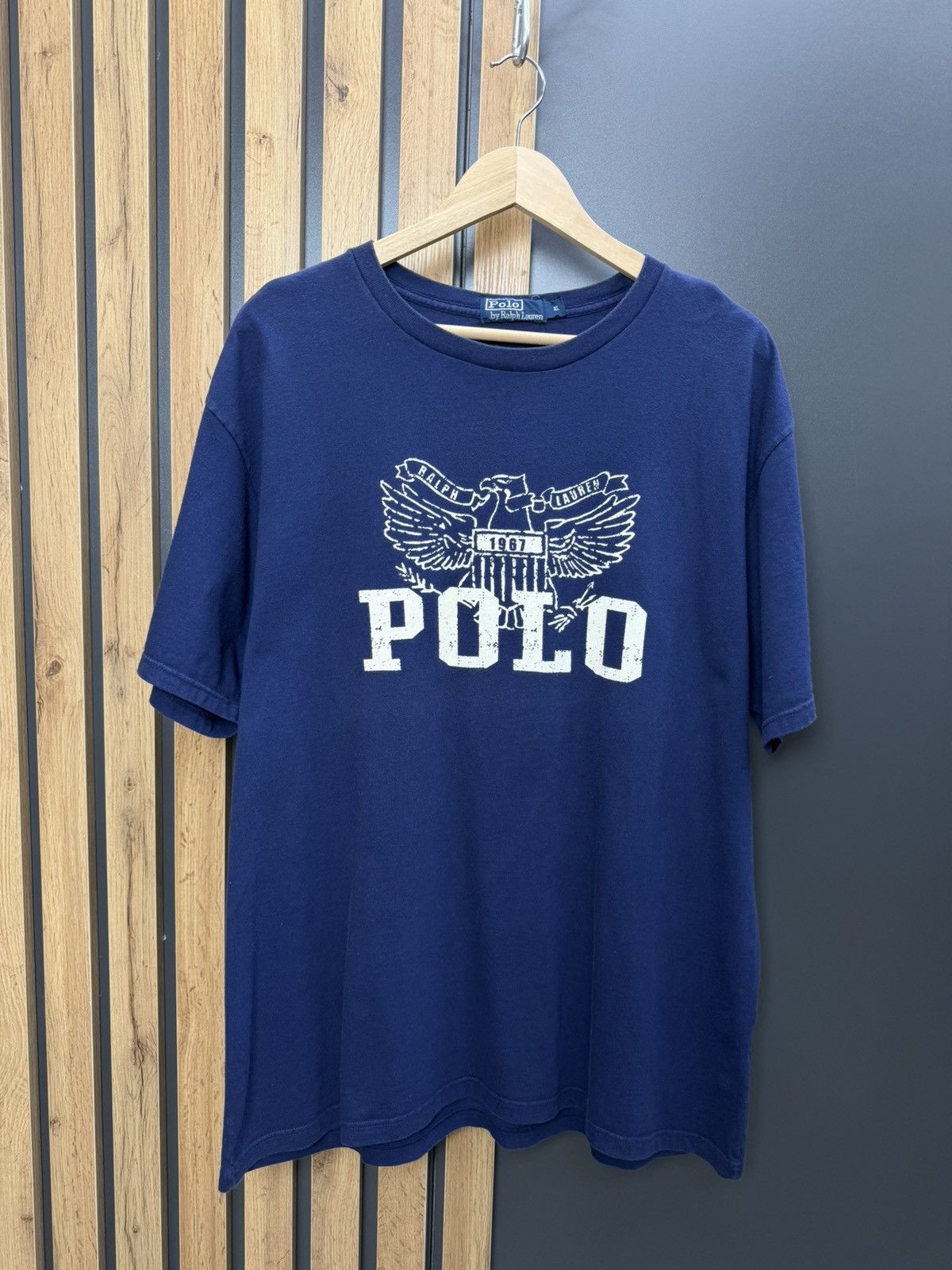 Polo Ralph Lauren Vintage Polo Ralph Lauren Eagle Logo T Shirt Navy Blue XL Size US XL / EU 56 / 4 - 1 Thumbnail
