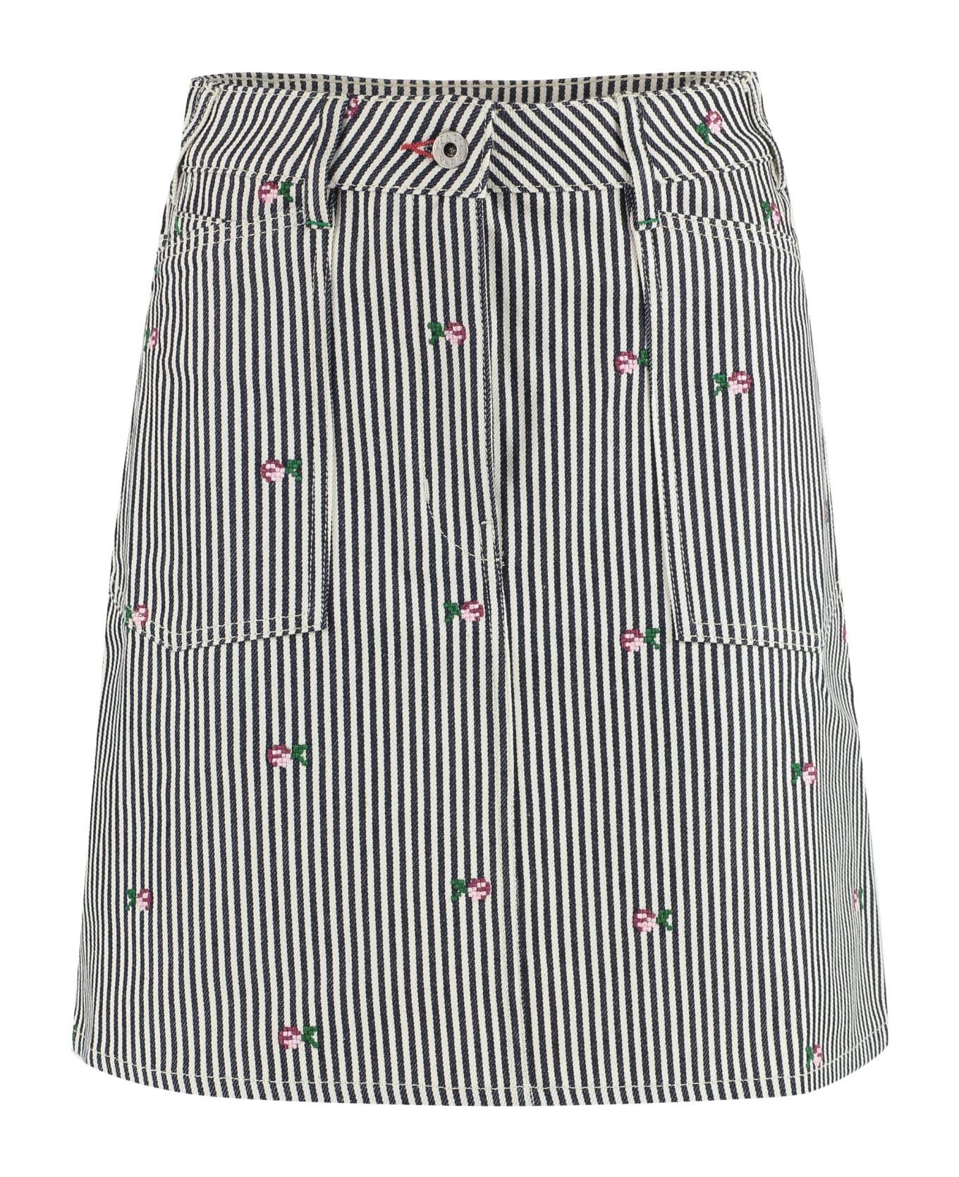 o1y1025 Denim Mini Skirt in Black/White