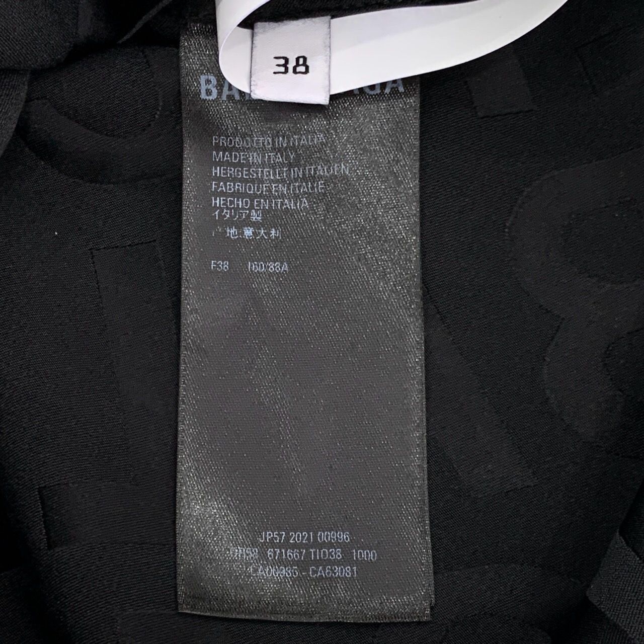 Balenciaga Balenciaga Black Satin Logo Jacquard Long-Sleeve Shirt Dress Size S / US 4 / IT 40 - 7 Thumbnail