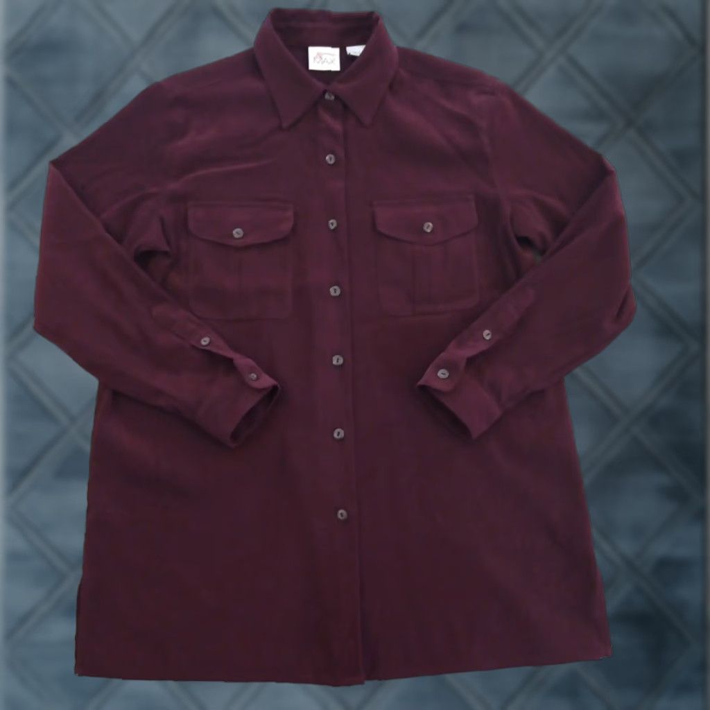 Madison Max & Madison Shirt Womens Small Purple Microfiber Long Sleeve Button Up Pockets Size S / US 4 / IT 40 - 1 Thumbnail