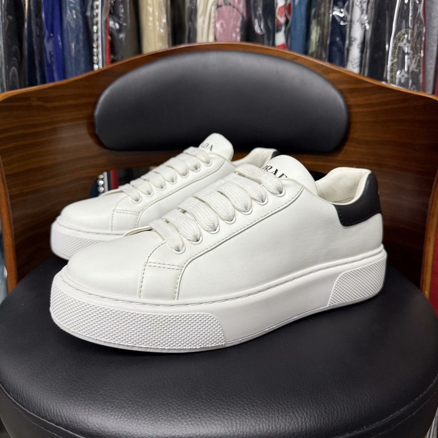Prada Prada White Lowtop Sneakers 6.5 Women Size US 6.5 / IT 36.5 - 1 Thumbnail