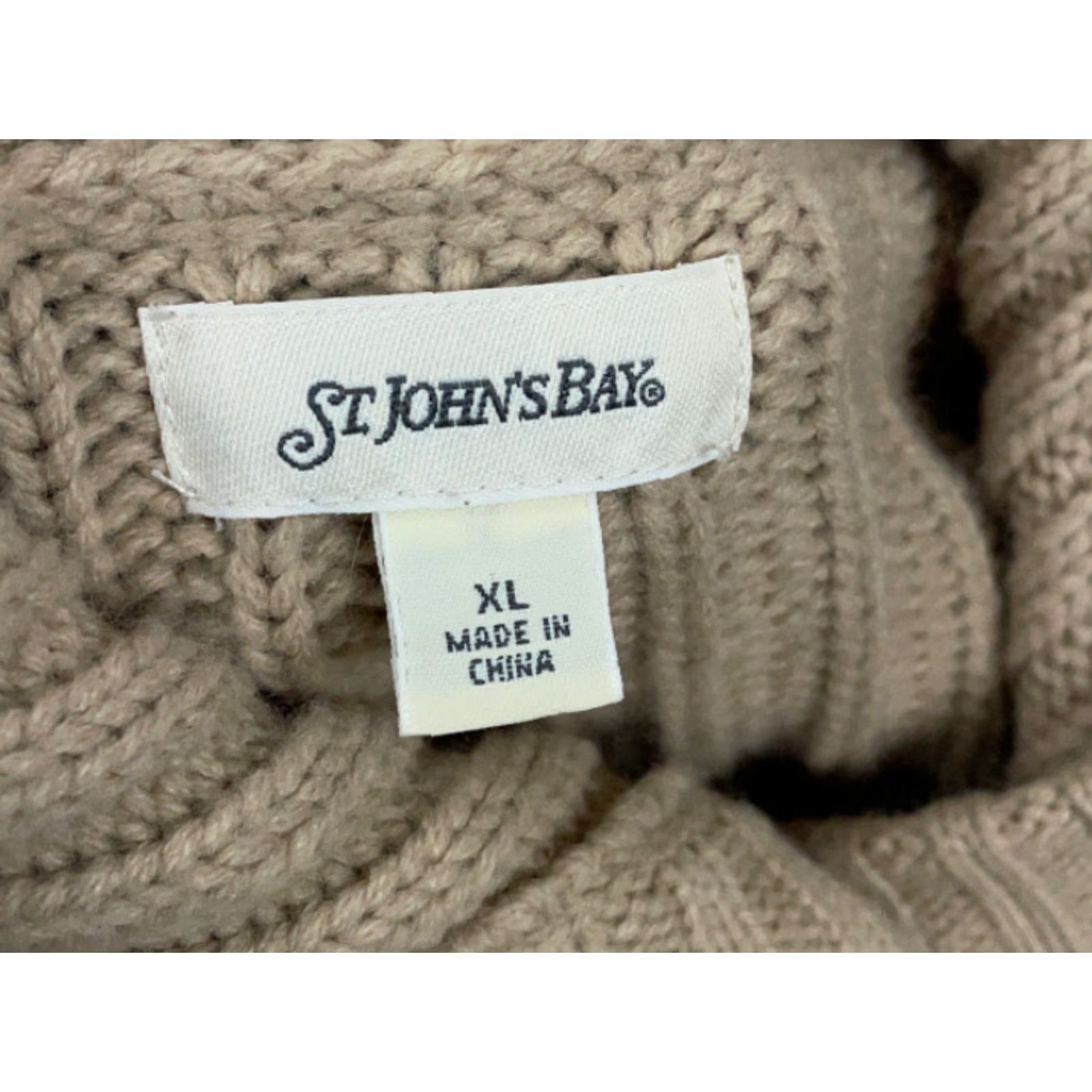 Vintage VINTAGE St. John's Bay Cardigan Beige Cable-Knit High Neck Womens XL Sweater 90s RetroHipster Casual Beige Size XL / US 12-14 / IT 48-50 - 5 Thumbnail