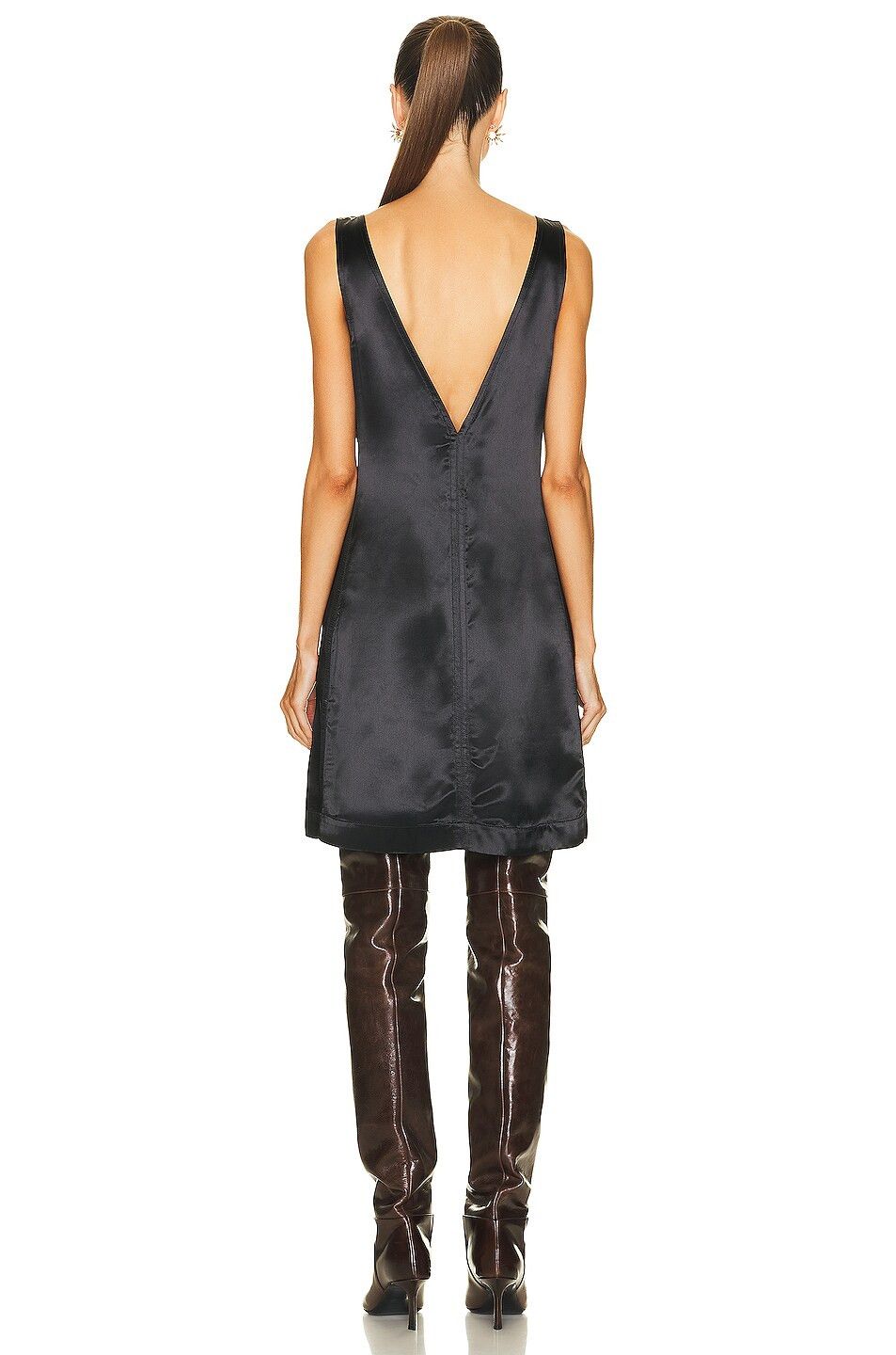 Bottega Veneta o1w1db10925 Shiny Satin Dress in Black Size L / US 10 / IT 46 - 3 Thumbnail