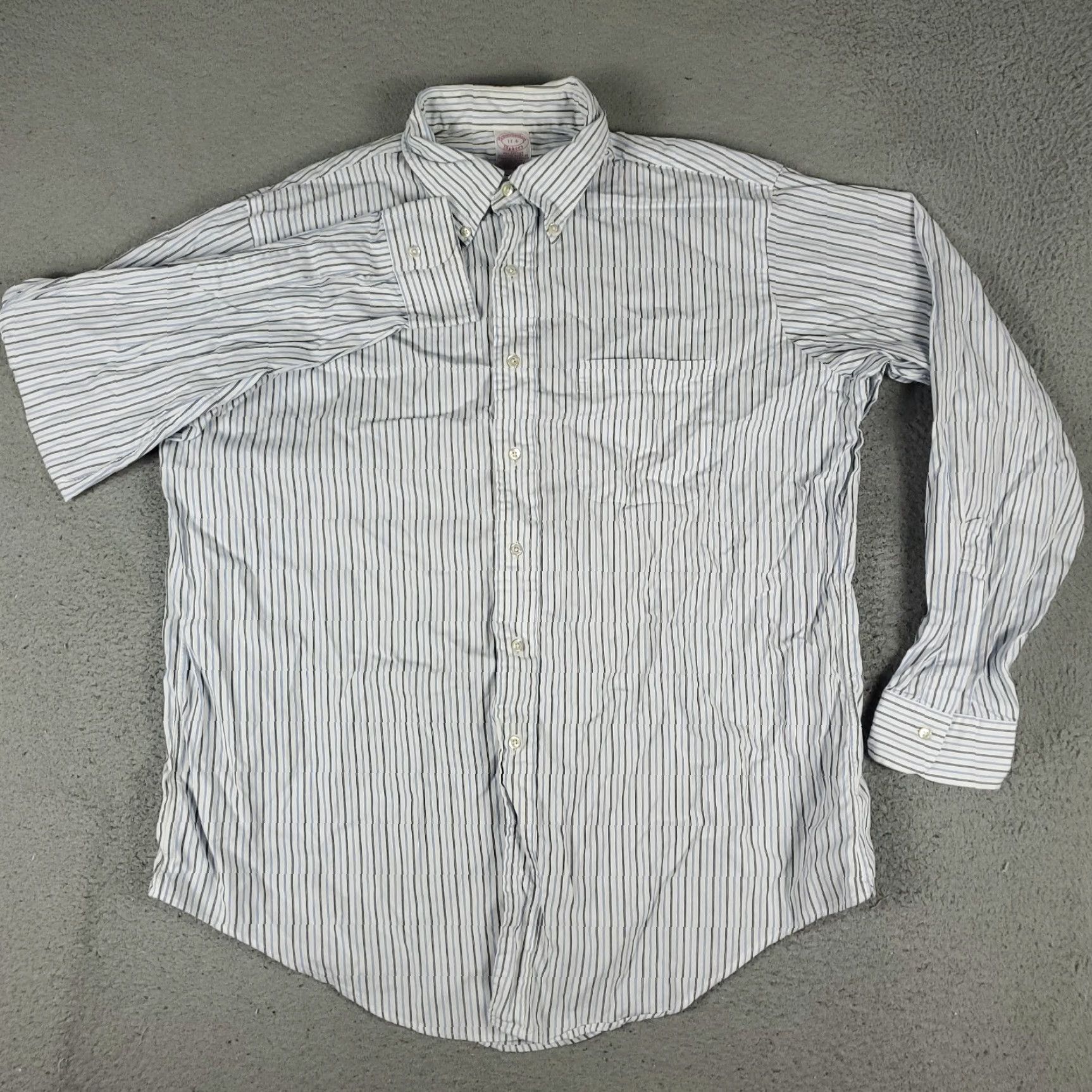Brooks Brothers Brooks Brothers Dress Shirt Men Size 17 Blue White Striped Button Up Long Sleeve Classic Business Casual Formal Wedding Size 46R - 2 Thumbnail