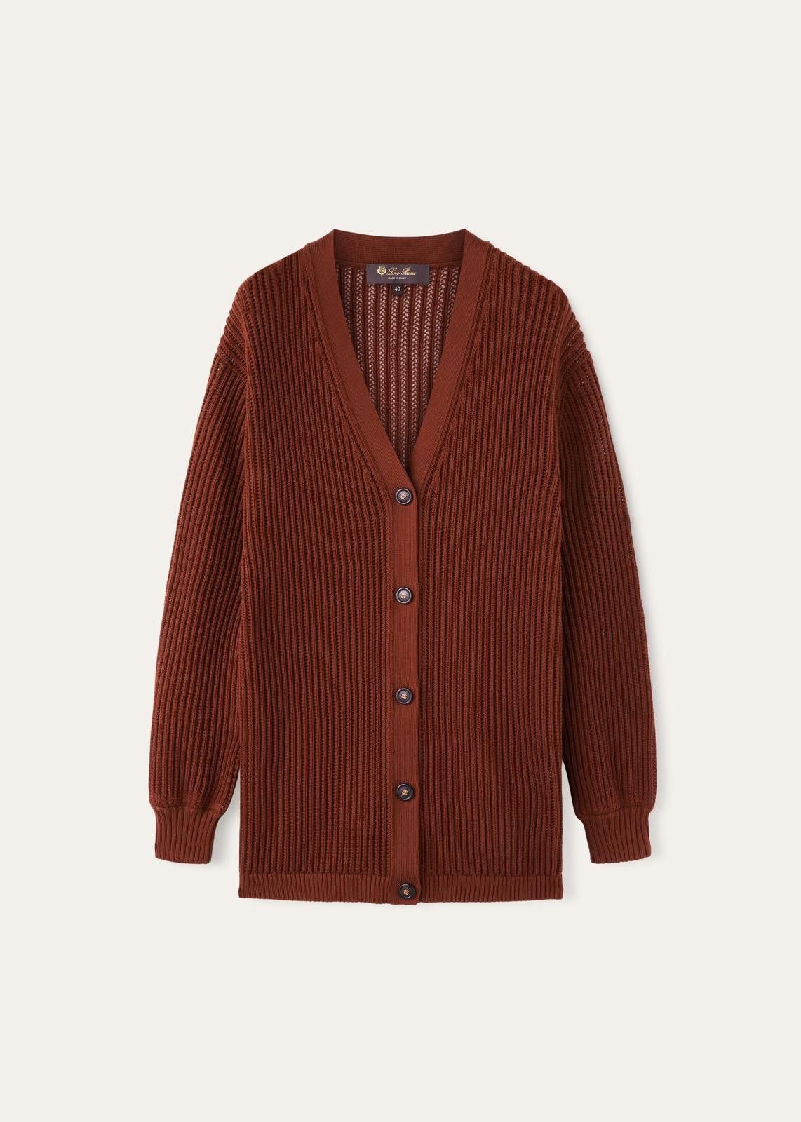 Loro Piana o1srvl11e0125 FAN6261 Ikeda Cardigan in Burgundy Size M / US 6-8 / IT 42-44 - 1 Thumbnail