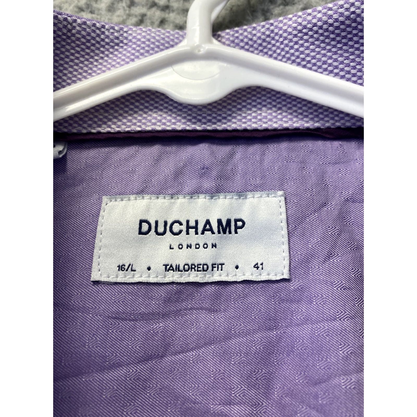 Vintage VINTAGE Duchamp London Men's Dress Shirt Long Sleeve Slim Fit Light Purple Cotton Size L, London Theme Size US L / EU 52-54 / 3 - 4 Thumbnail