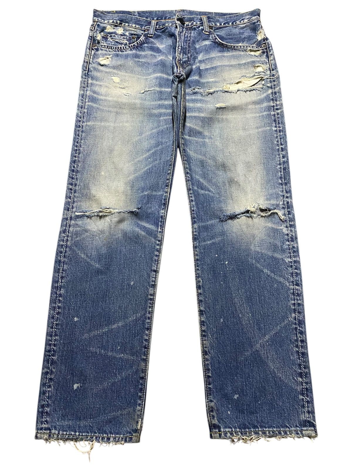 Neighborhood Vintage Japanese Brand Skull Ripped Jeans Size US 33 - 1 Thumbnail