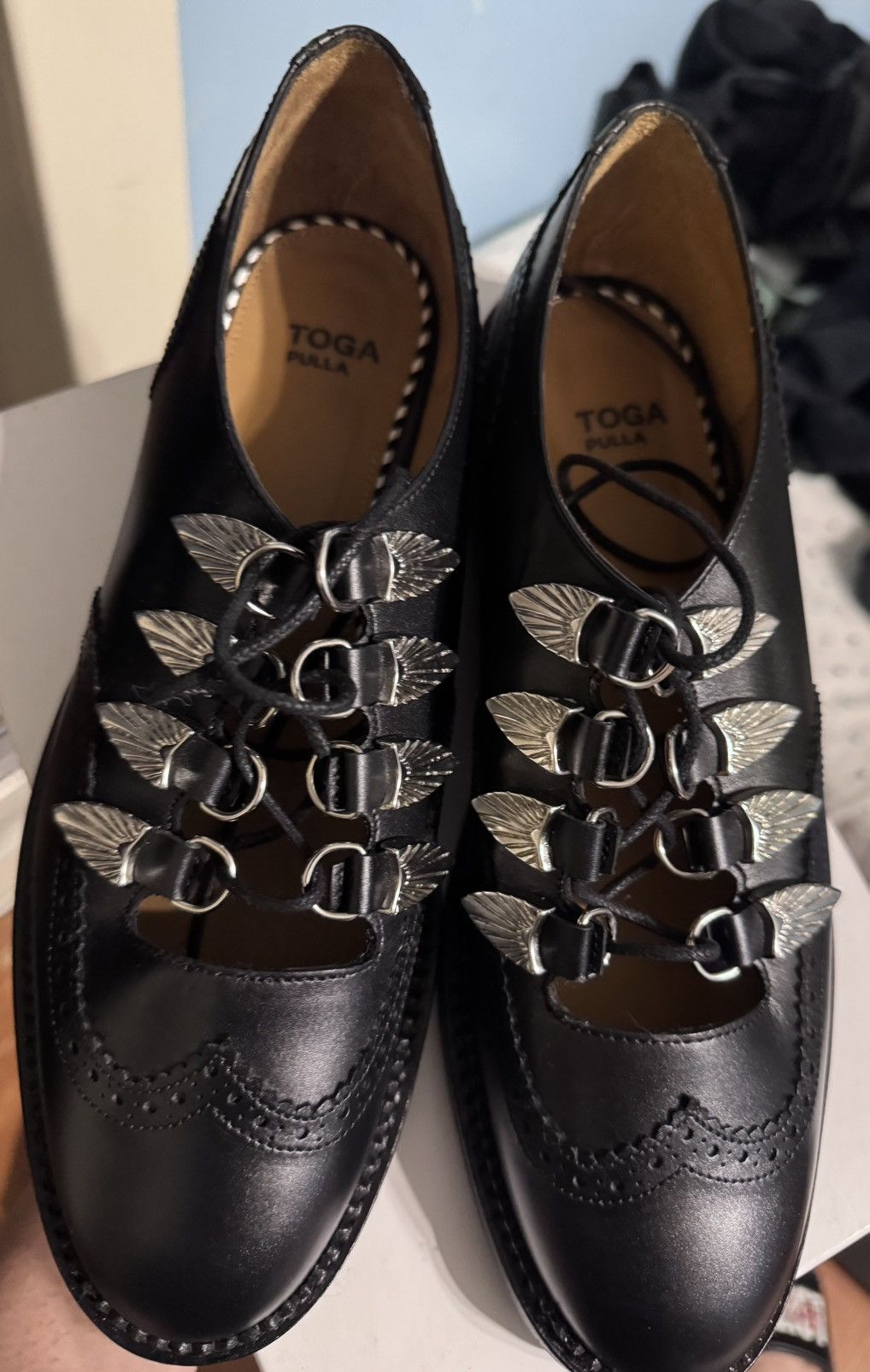 Toga Pulla TOGA PULLA AJ1043 Hard Leather Loafers – Black – Size 41 Size US 8.5 / EU 41-42 - 3 Thumbnail