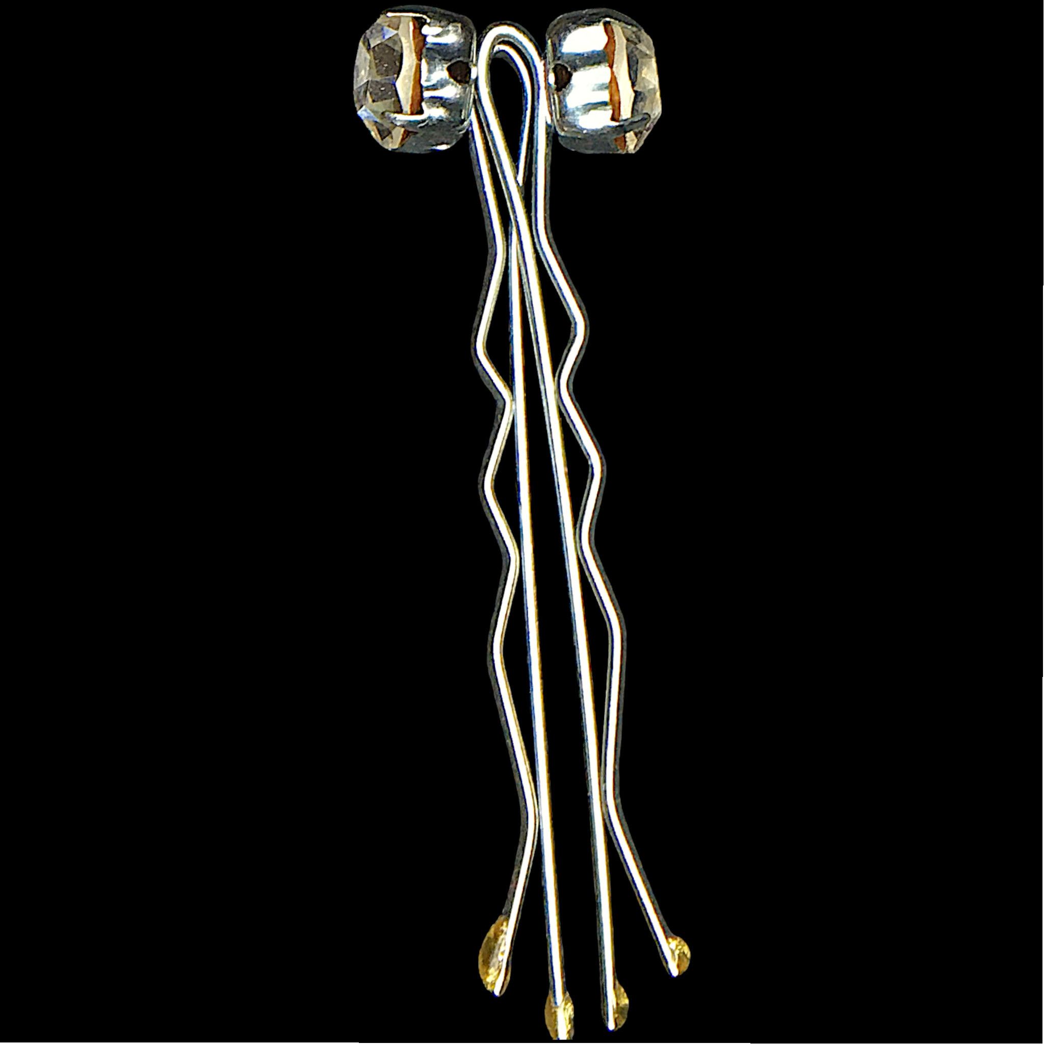 Other Antique Silver-Tone Hairpins with Faceted Rhinestones Size ONE SIZE - 1 Thumbnail