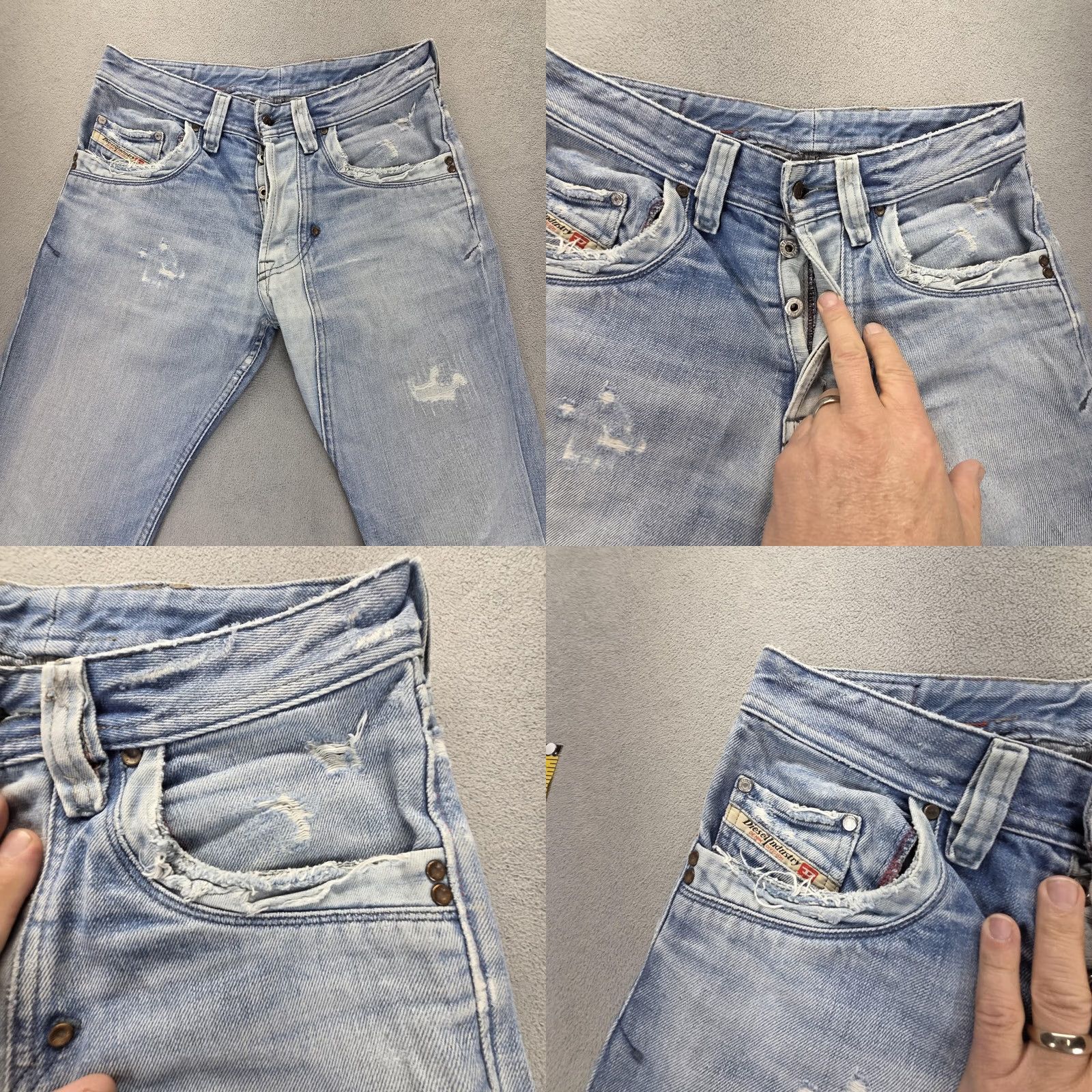 Diesel Diesel Lemmen Jeans Mens 28x32 Blue Light Wash Straight Altered Hem Size US 28 / EU 44 - 9 Thumbnail