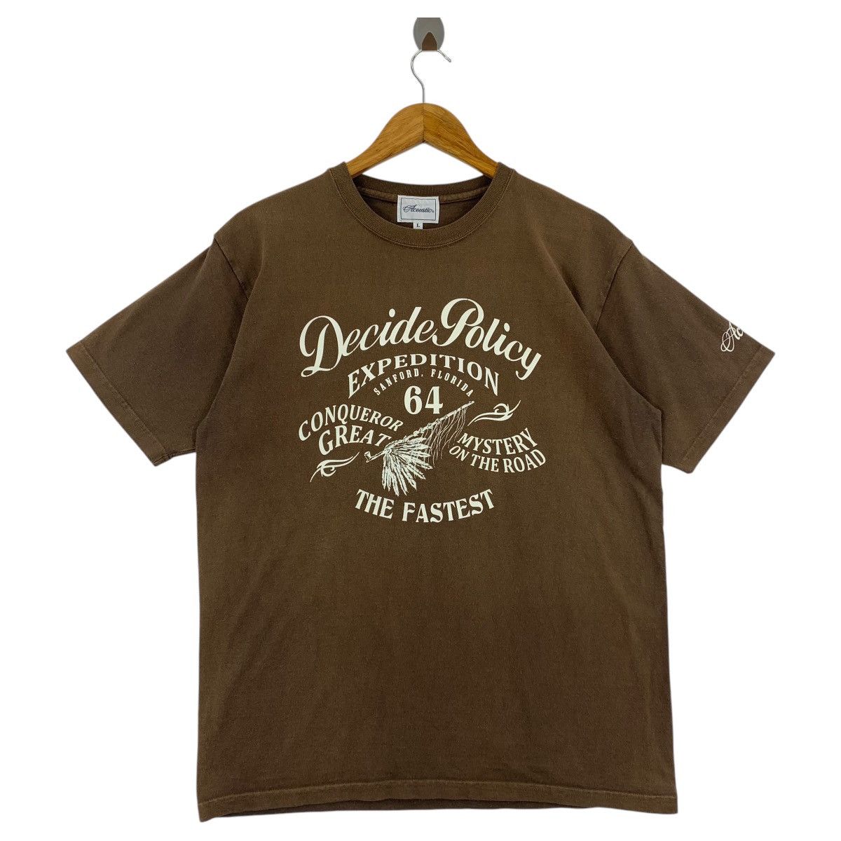 Japanese Brand ACOUSTIC japapenese brand decide policy spellout tee Size US L / EU 52-54 / 3 - 1 Thumbnail