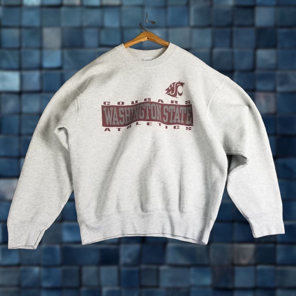 Vintage VINTAGE Salem Sportswear Washington State Cougars Grunge Crewneck Sweatshirt Gray XL Mens Size US XL / EU 56 / 4 - 1 Thumbnail