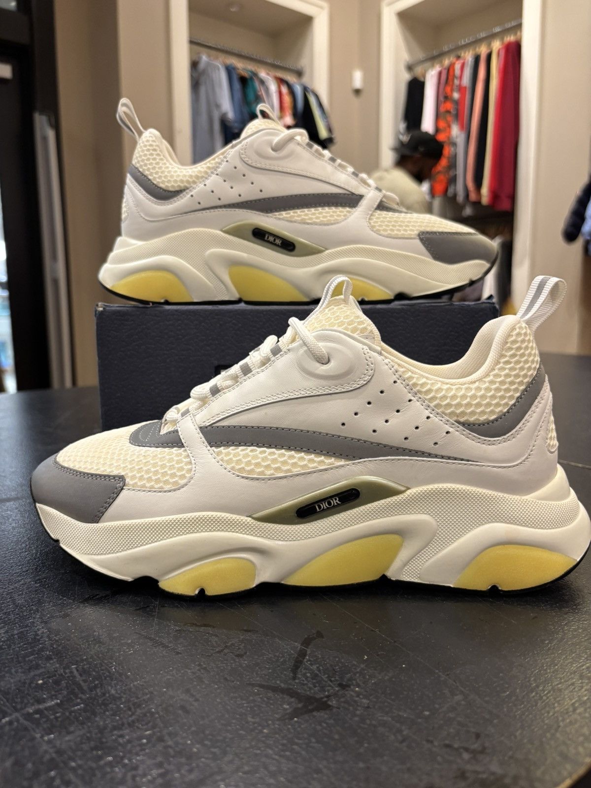 Dior b22 white silver sneakers