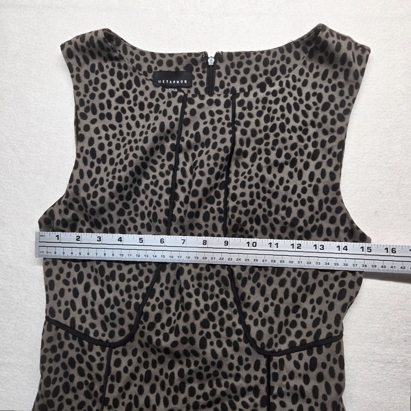 Sears METAPHOR Animal Print Brown Sheath Mini Dress Crew Neck Sleeveless Womens Medium Size M / US 6-8 / IT 42-44 - 5 Thumbnail