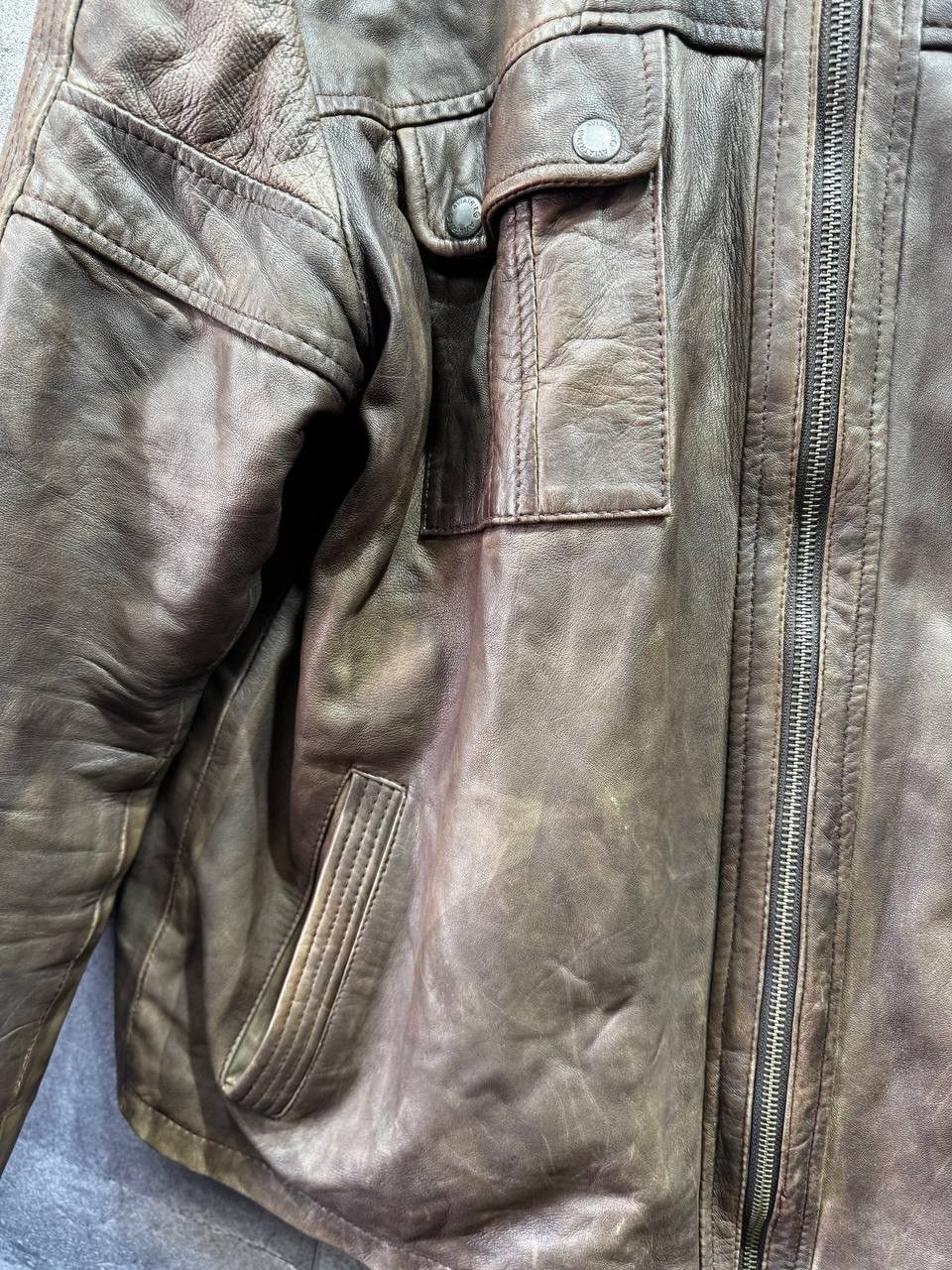 Genuine Leather Aviatrix Vintage Men's Brown Leather Bomber Biker Jacket Size US XXL / EU 58 / 5 - 13 Thumbnail