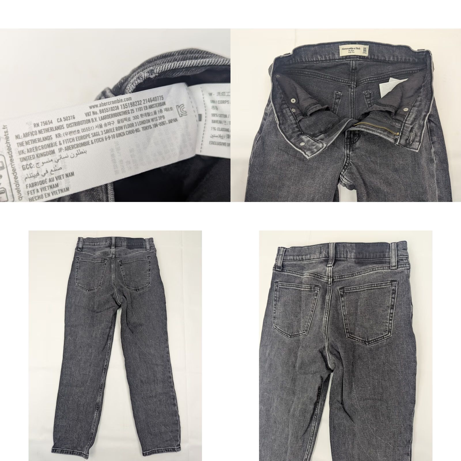 Abercrombie & Fitch Abercrombie & Fitch Jeans The Mom High Rise 00 24x24 Black Denim 5-Pocket Stretch Regular Women Size 24" / US 00 / IT 34 - 8 Thumbnail