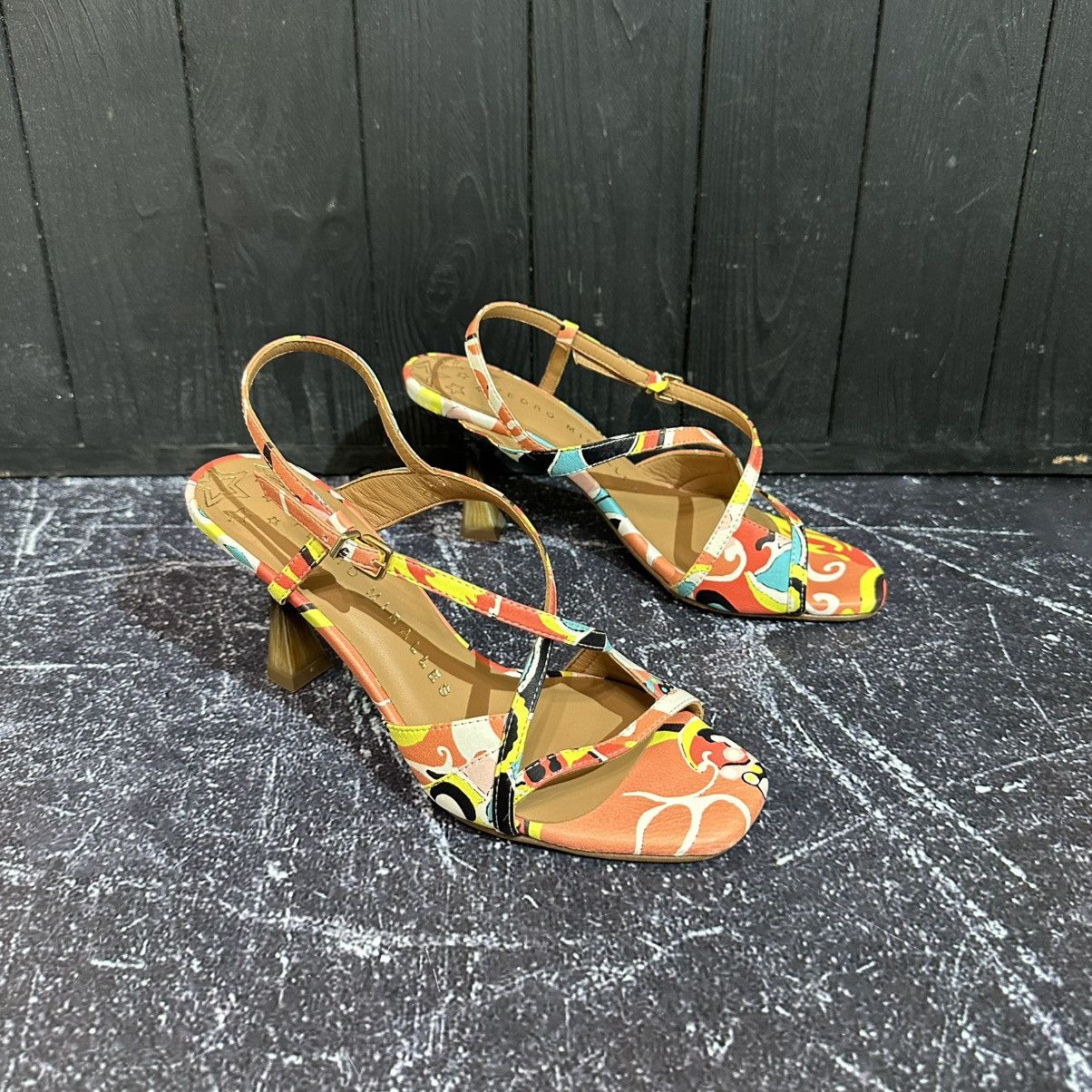 Japanese Brand Pedro Miralles Multi Floral Leather Heels Size 38 LV Style Size US 8 / IT 38 - 2 Thumbnail