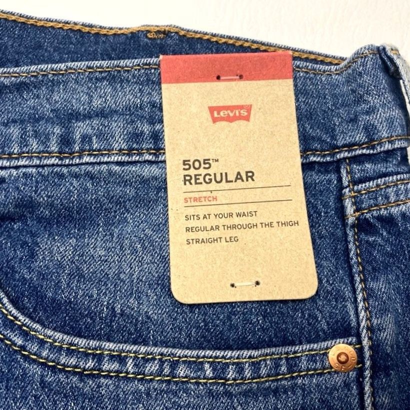 Levi's Levi's 505 Jeans Regular Fit 2-Way Stretch 38x34 Blue Denim Men's Jeans 505 Red Tag NWT 7923 Size US 38 / EU 54 - 5 Thumbnail